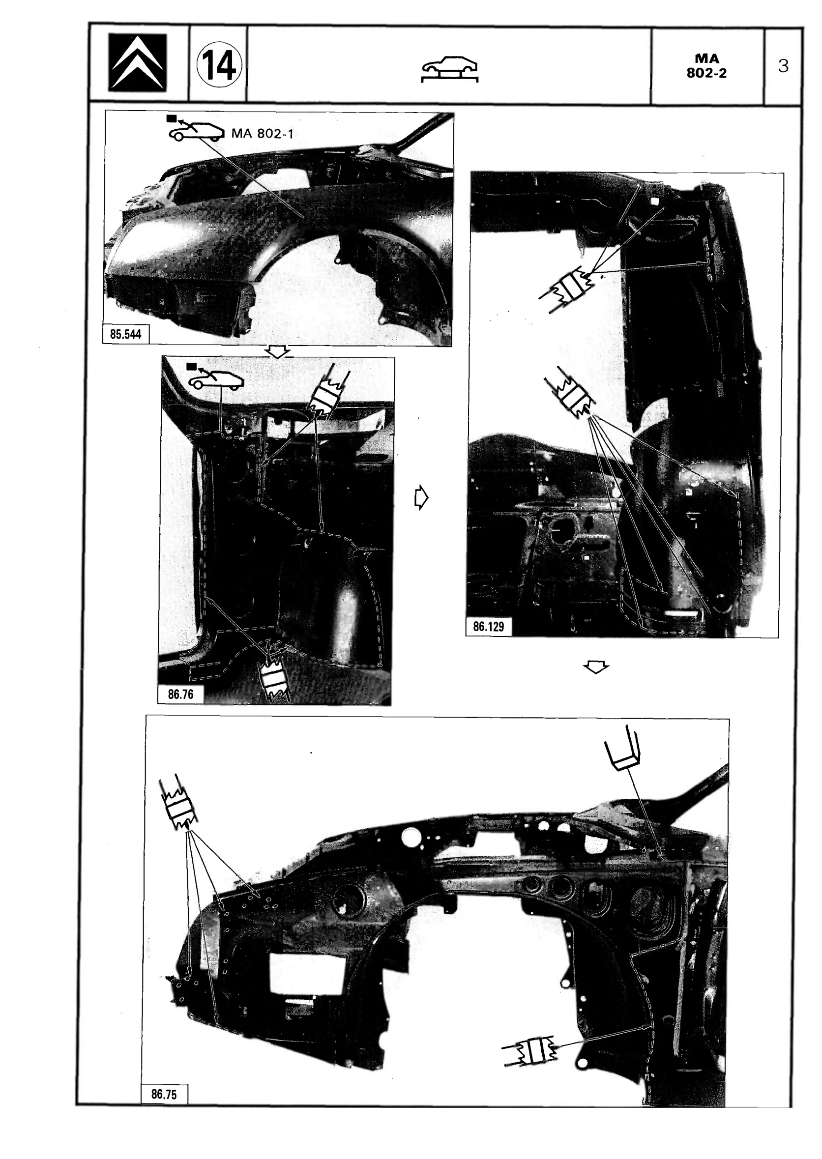 Replace front wheelarch, page 558 of 611 — CX Repair Manual — Mechanical Components 1