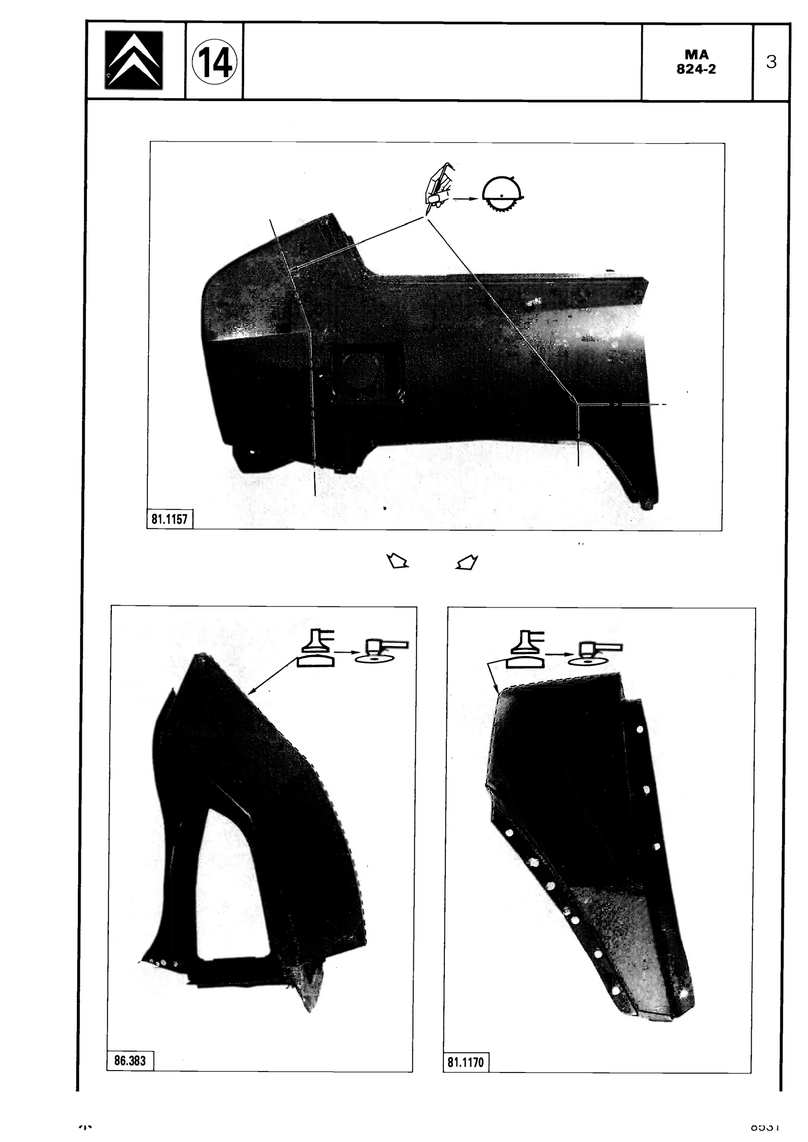 Replace rear wing (part), page 569 of 611 — CX Repair Manual — Mechanical Components 1