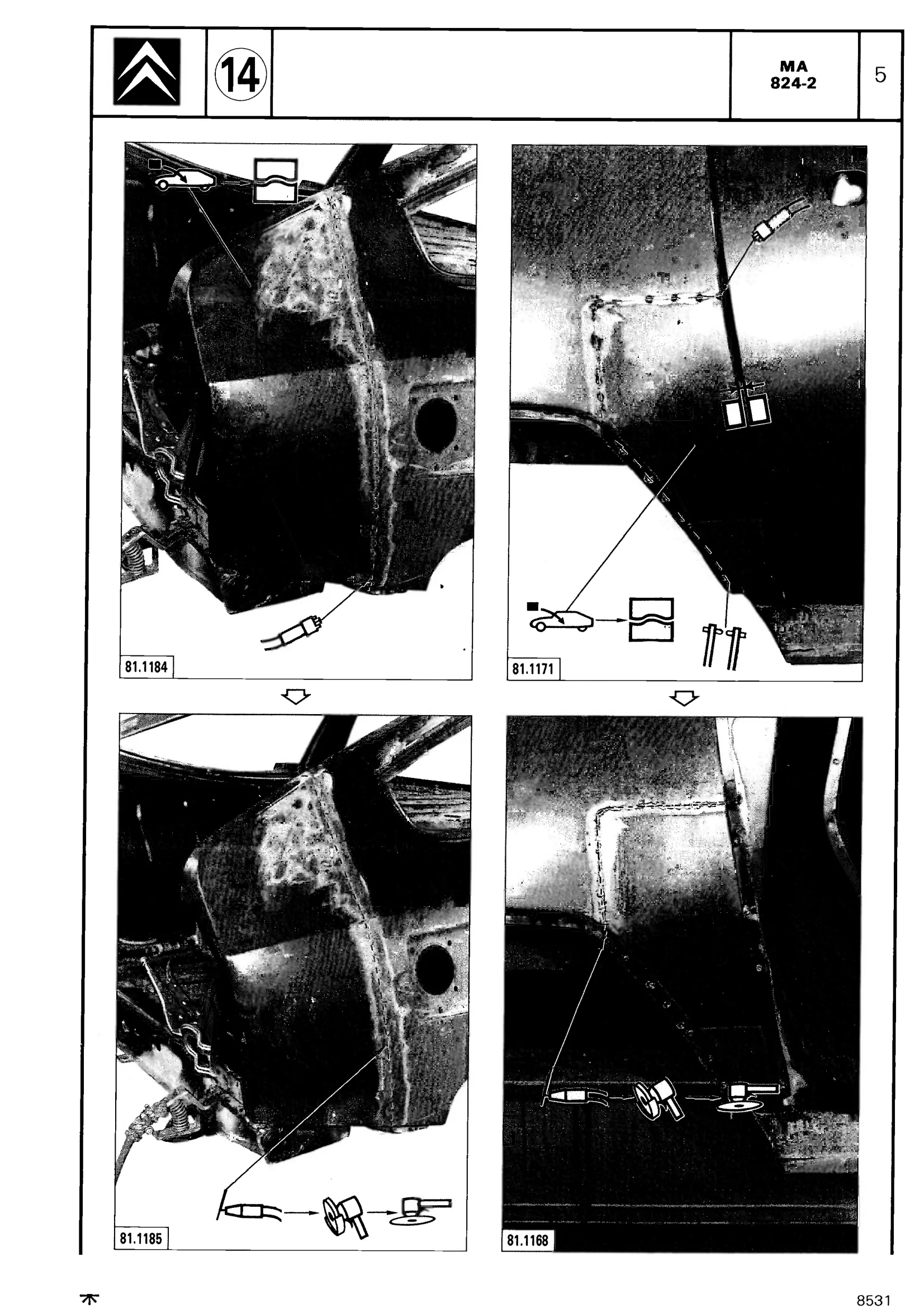 Replace rear wing (part), page 571 of 611 — CX Repair Manual — Mechanical Components 1