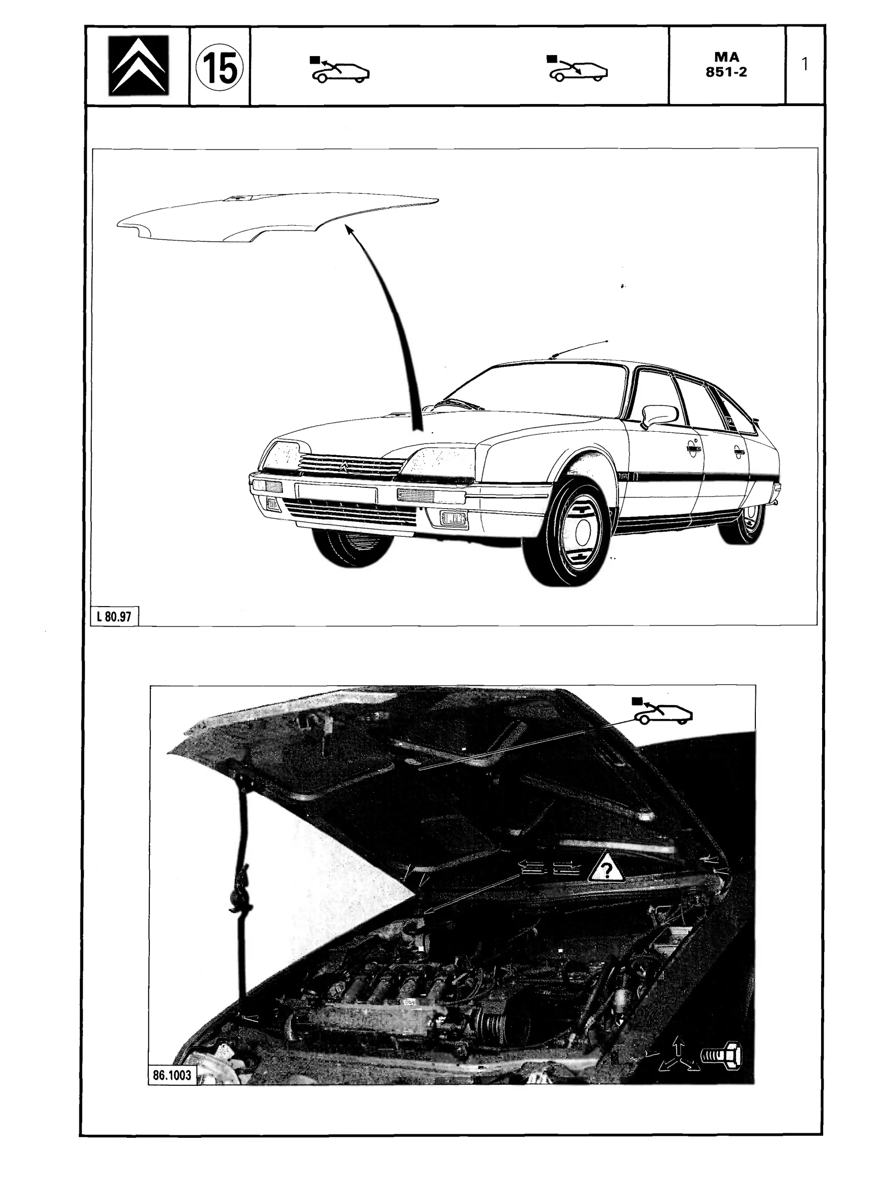 Remove/fit bonnet, page 587 of 611 — CX Repair Manual — Mechanical Components 1