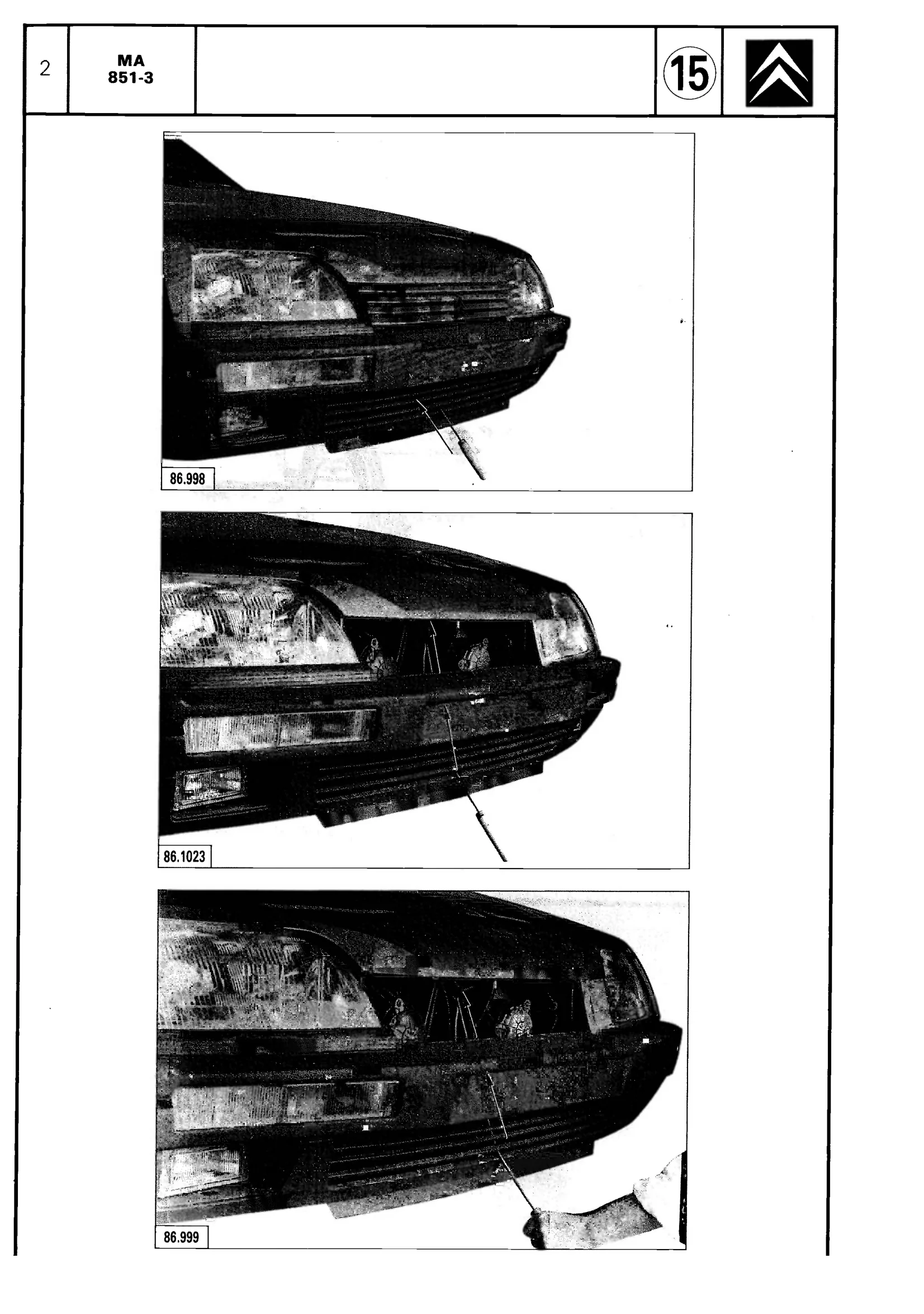 Open bonnet with failed catch, page 591 of 611 — CX Repair Manual — Mechanical Components 1