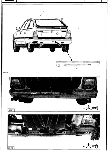 Remove/fit rear bumper, page 592 — CX Repair Manual — Mechanical Components 1