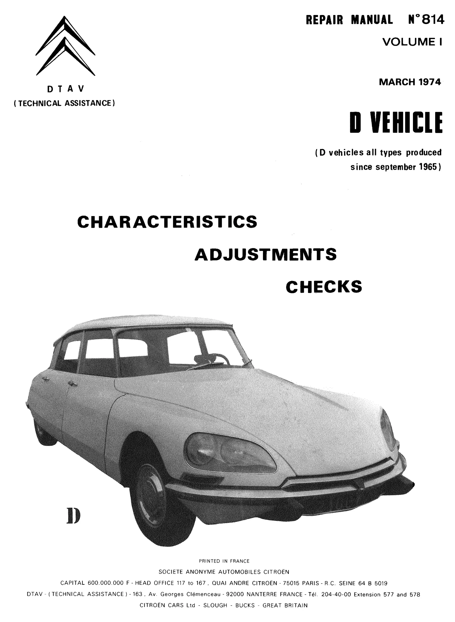 814 Repair Manual, Volume 1 — cover