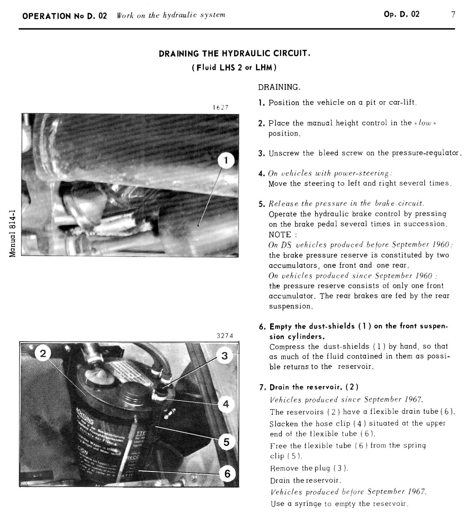 Draining the fluid, page 21 of 454 — 814 Repair Manual — Volume I