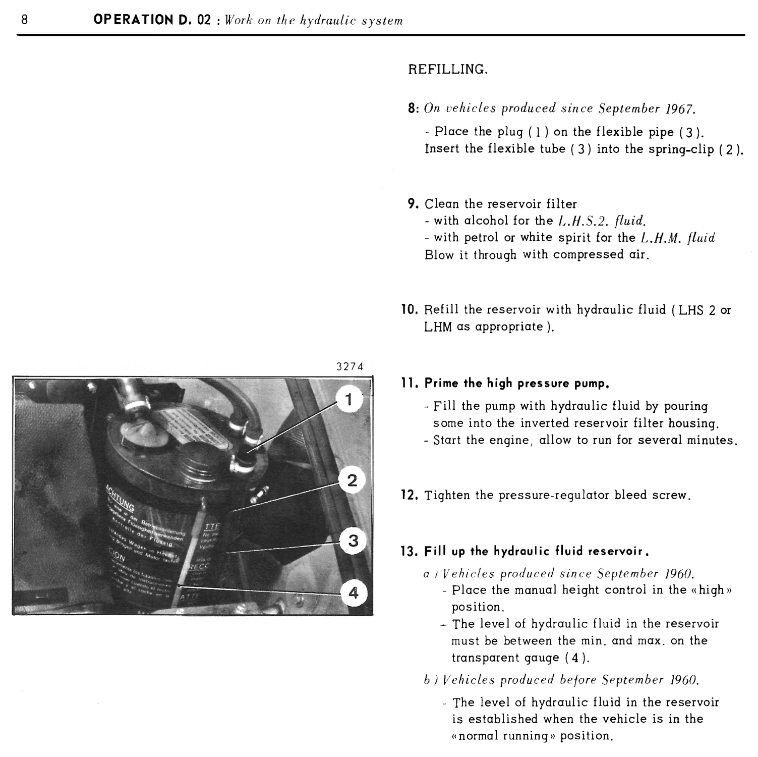 Refilling, page 22 of 454 — 814 Repair Manual — Volume I