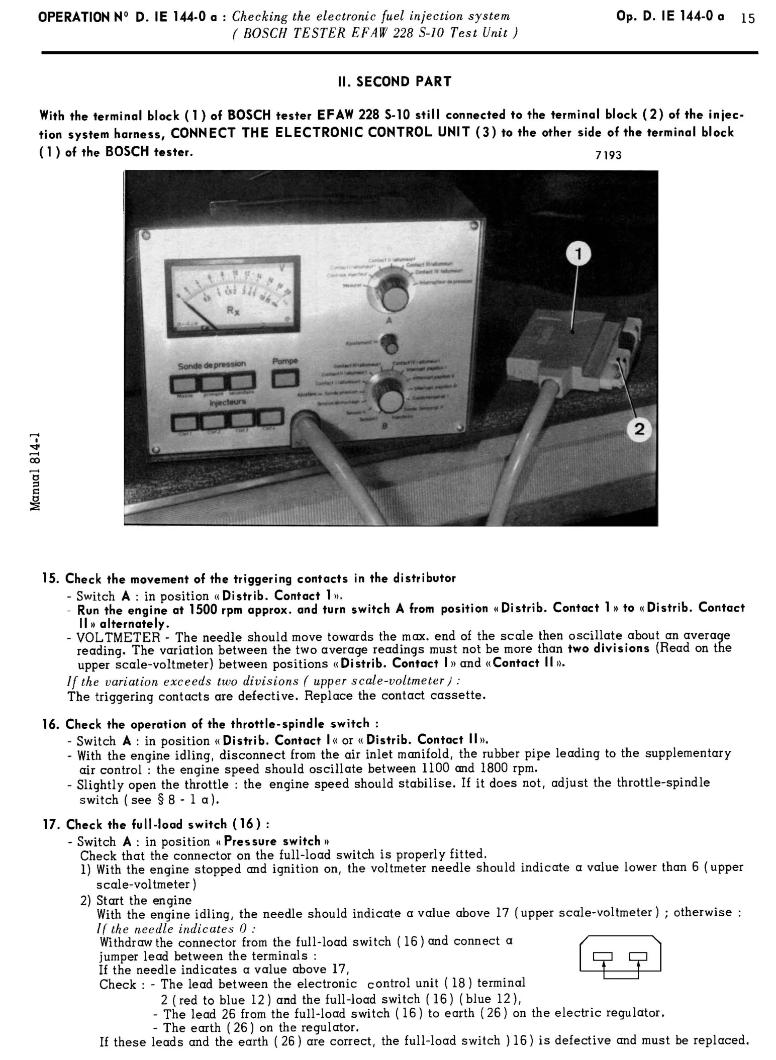 Using Bosch tester, page 107 of 454 — 814 Repair Manual — Volume I