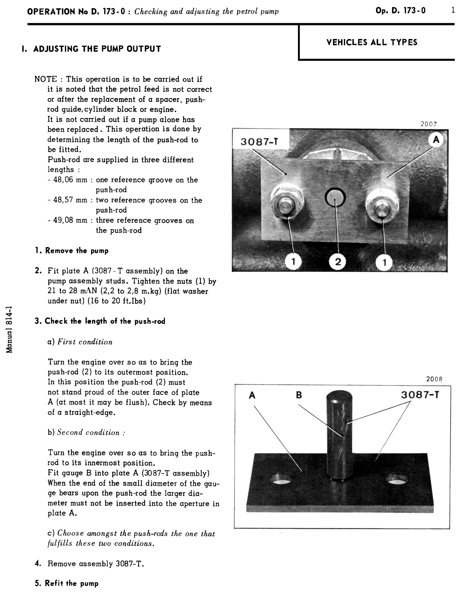 Fuel pump - carburettor, page 117 of 454 — 814 Repair Manual — Volume I