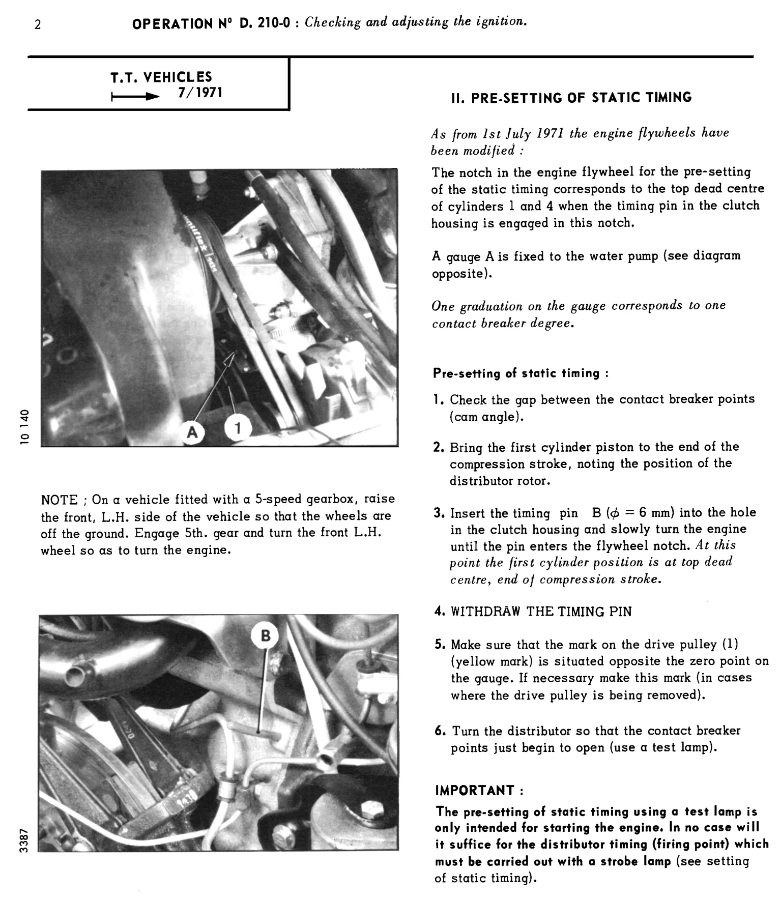 Set static timing '71->, page 125 of 454 — 814 Repair Manual — Volume I