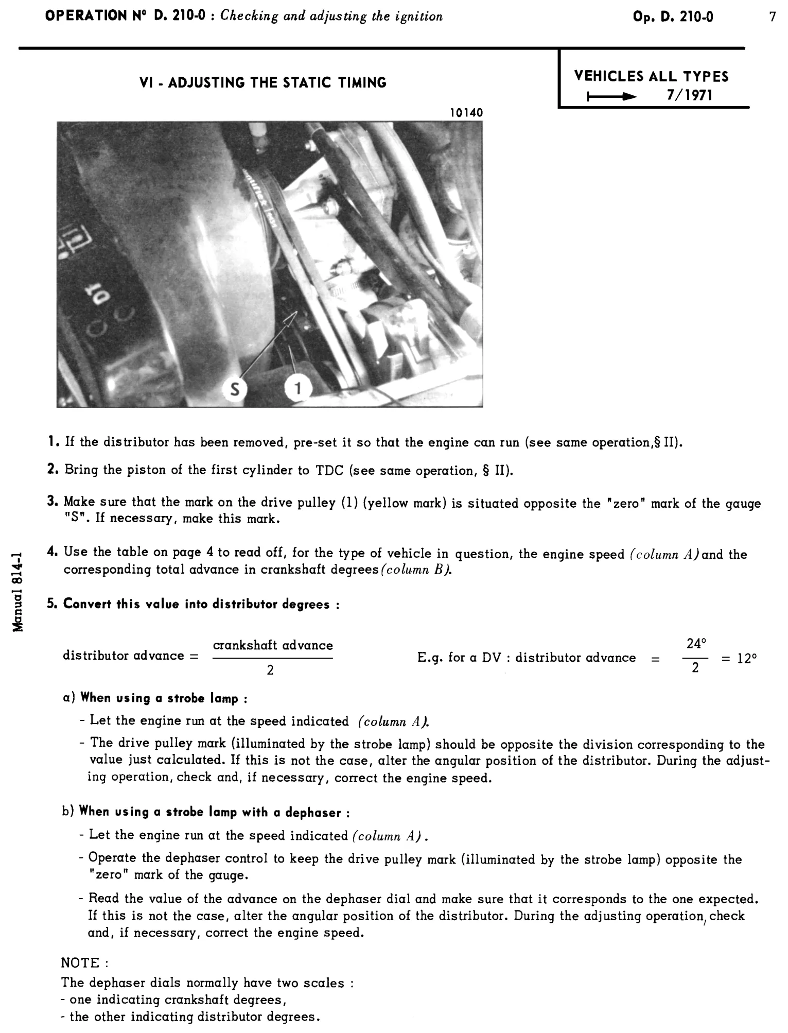 Set timing w. strobe, page 132 of 454 — 814 Repair Manual — Volume I