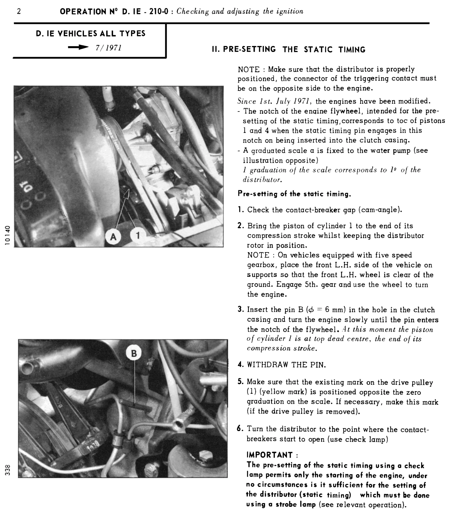 Setting IE static timing, page 136 of 454 — 814 Repair Manual — Volume I