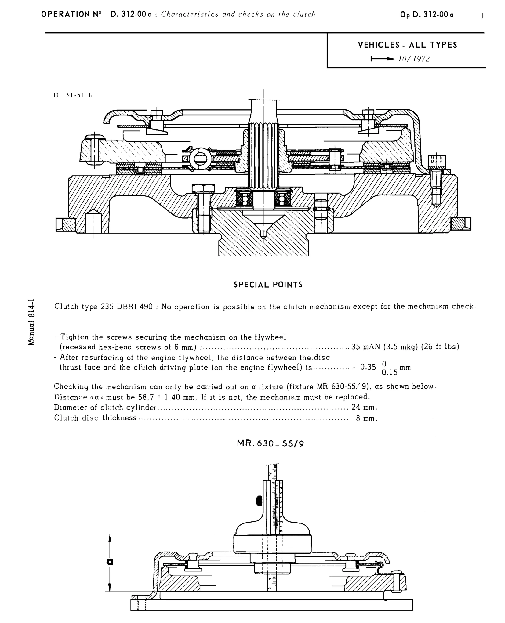 Clutch mechanism, page 149 of 454 — 814 Repair Manual — Volume I