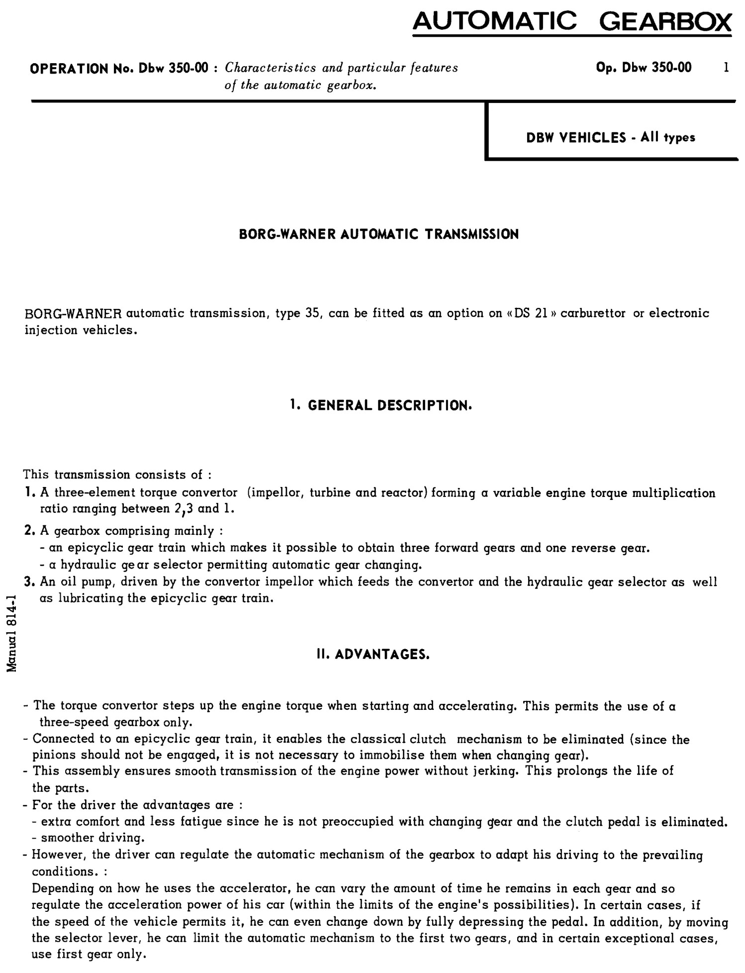 Automatic gearbox, page 177 of 454 — 814 Repair Manual — Volume I
