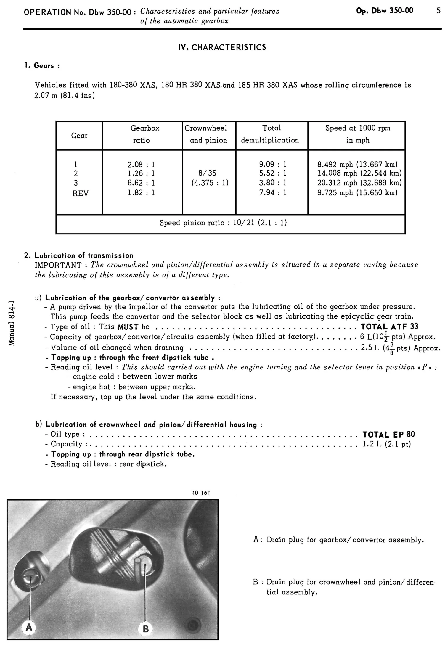 Automatic gearbox, page 181 of 454 — 814 Repair Manual — Volume I