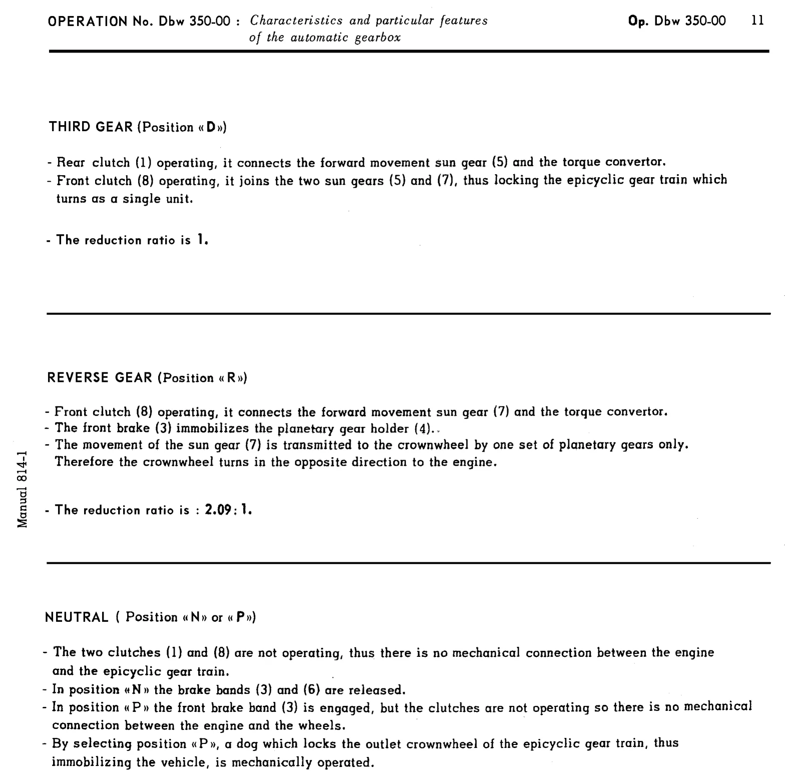 Automatic gearbox, page 187 of 454 — 814 Repair Manual — Volume I