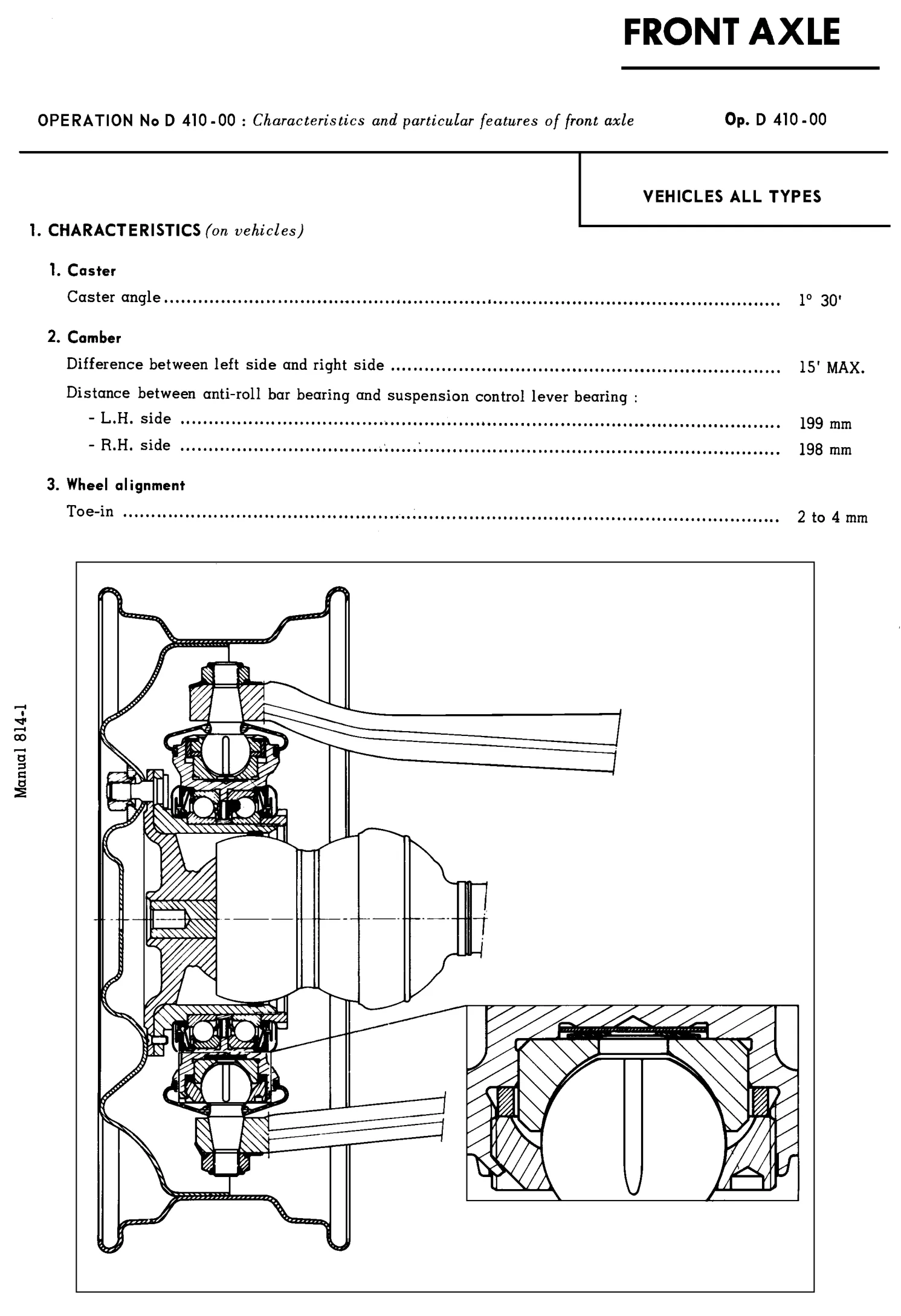 Front Axle - data, page 213 of 454 — 814 Repair Manual — Volume I