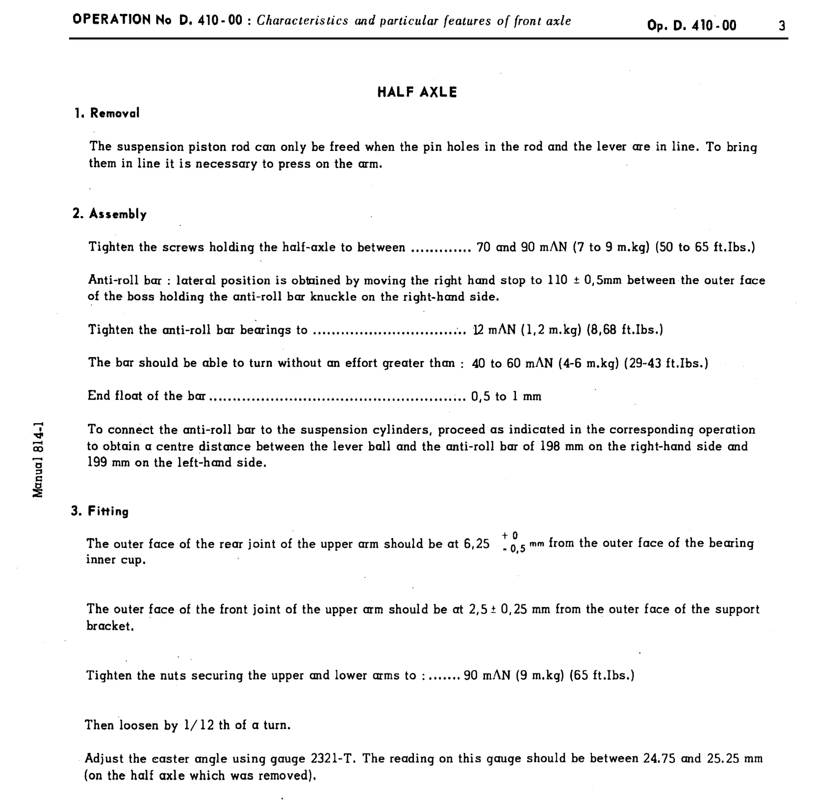 Front Axle - data, page 215 of 454 — 814 Repair Manual — Volume I