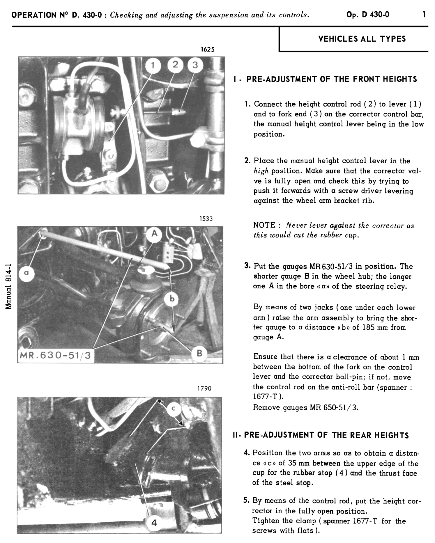 Height pre-adjustment, page 223 of 454 — 814 Repair Manual — Volume I