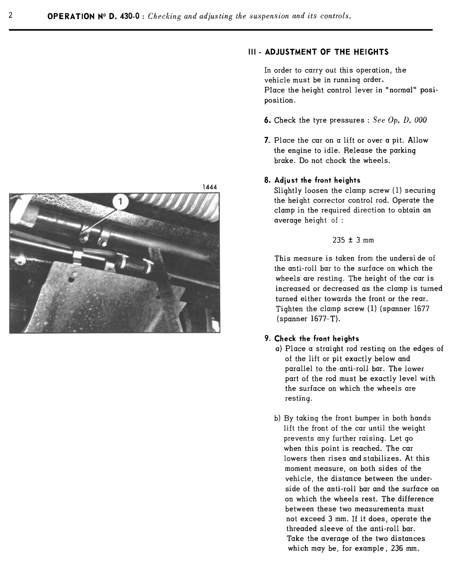 Height pre-adjustment, page 224 of 454 — 814 Repair Manual — Volume I