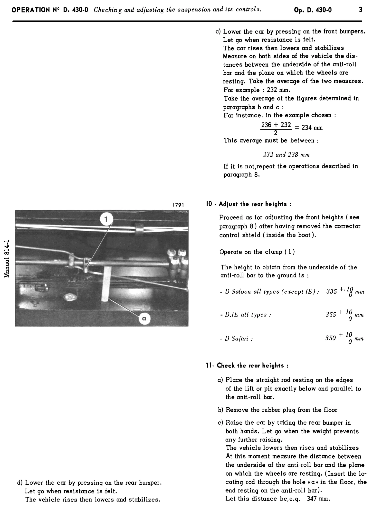 Height pre-adjustment, page 225 of 454 — 814 Repair Manual — Volume I