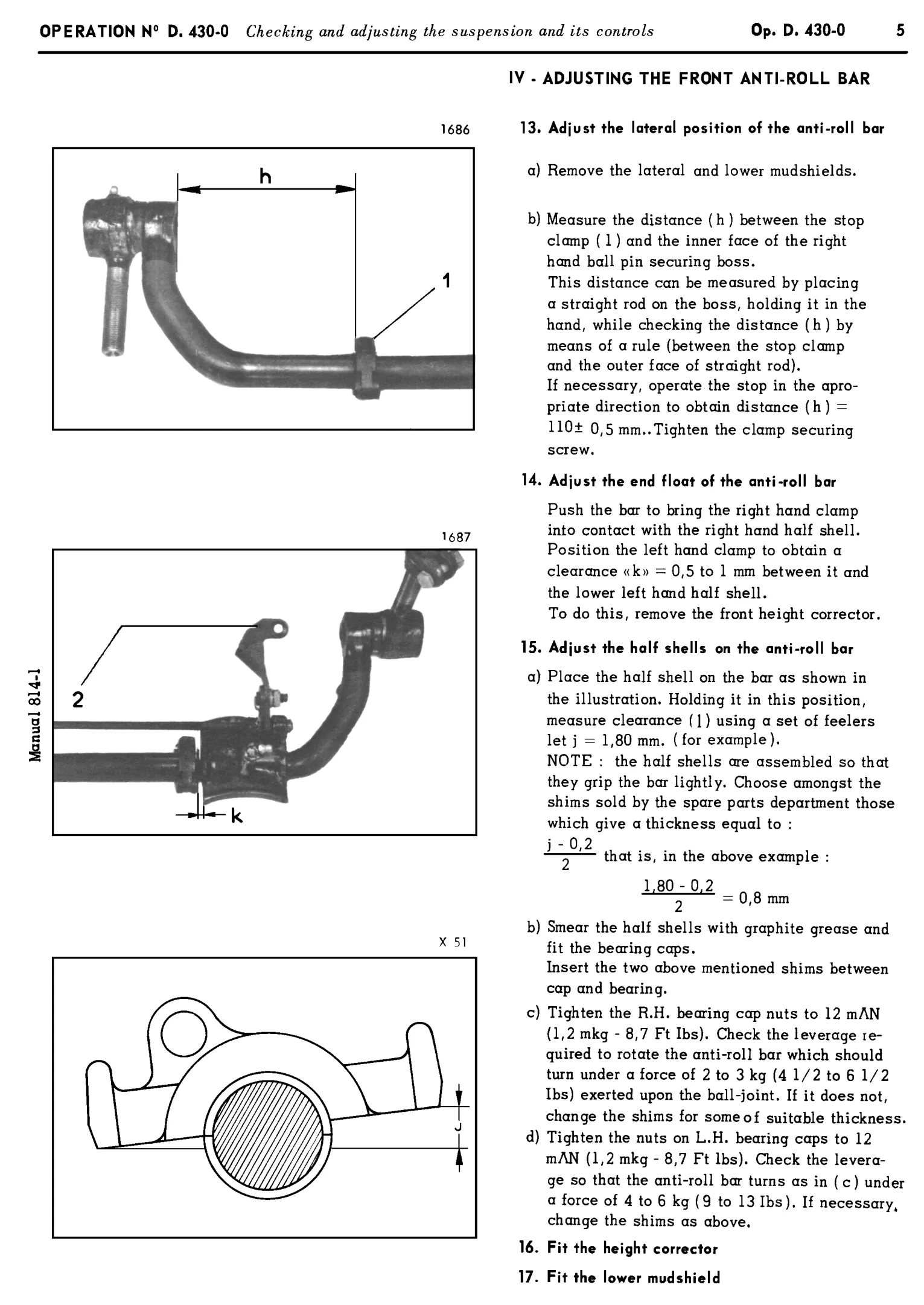 Adjusting front anti-roll bar, page 227 of 454 — 814 Repair Manual — Volume I