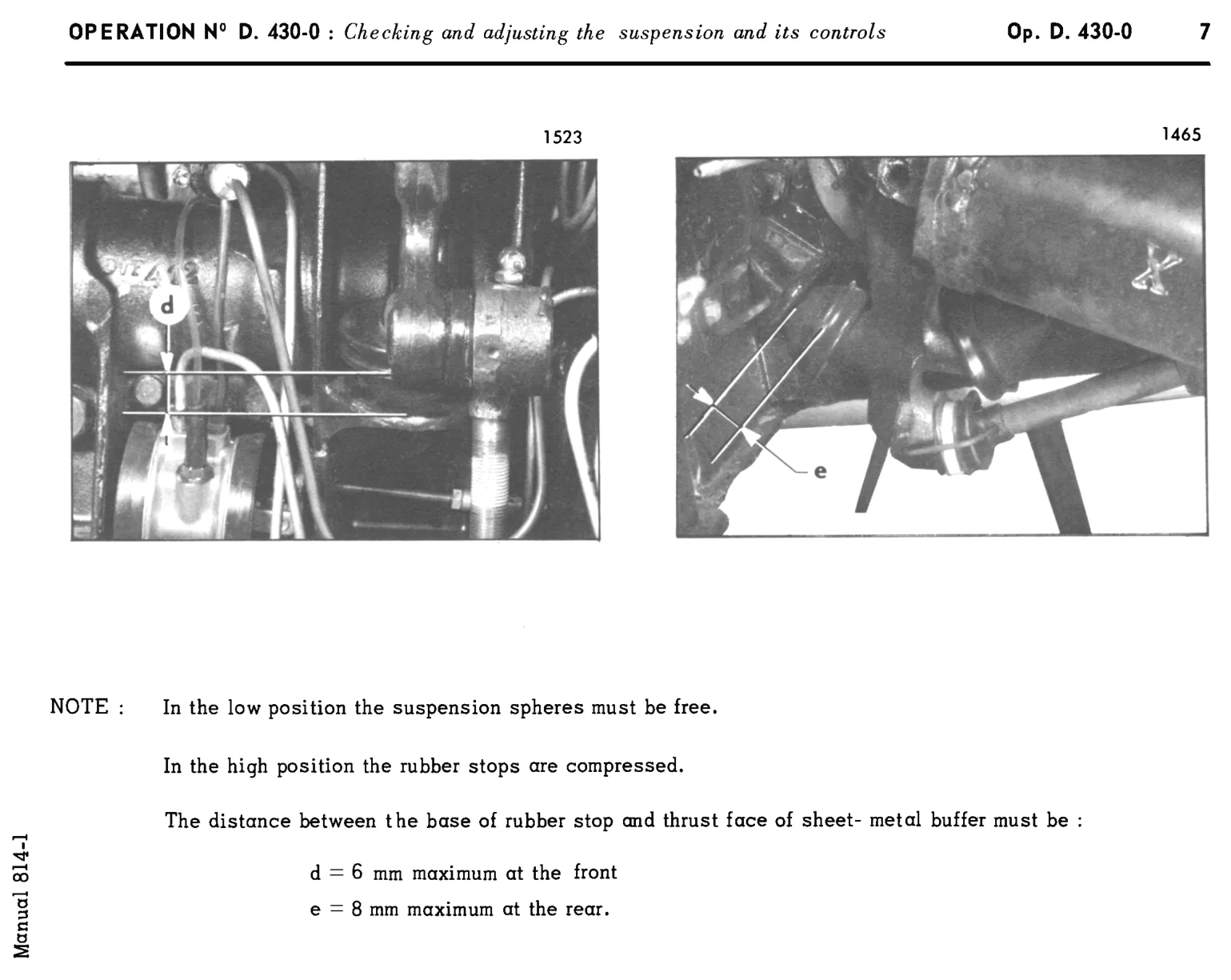 Adjusting manual height control, page 229 of 454 — 814 Repair Manual — Volume I