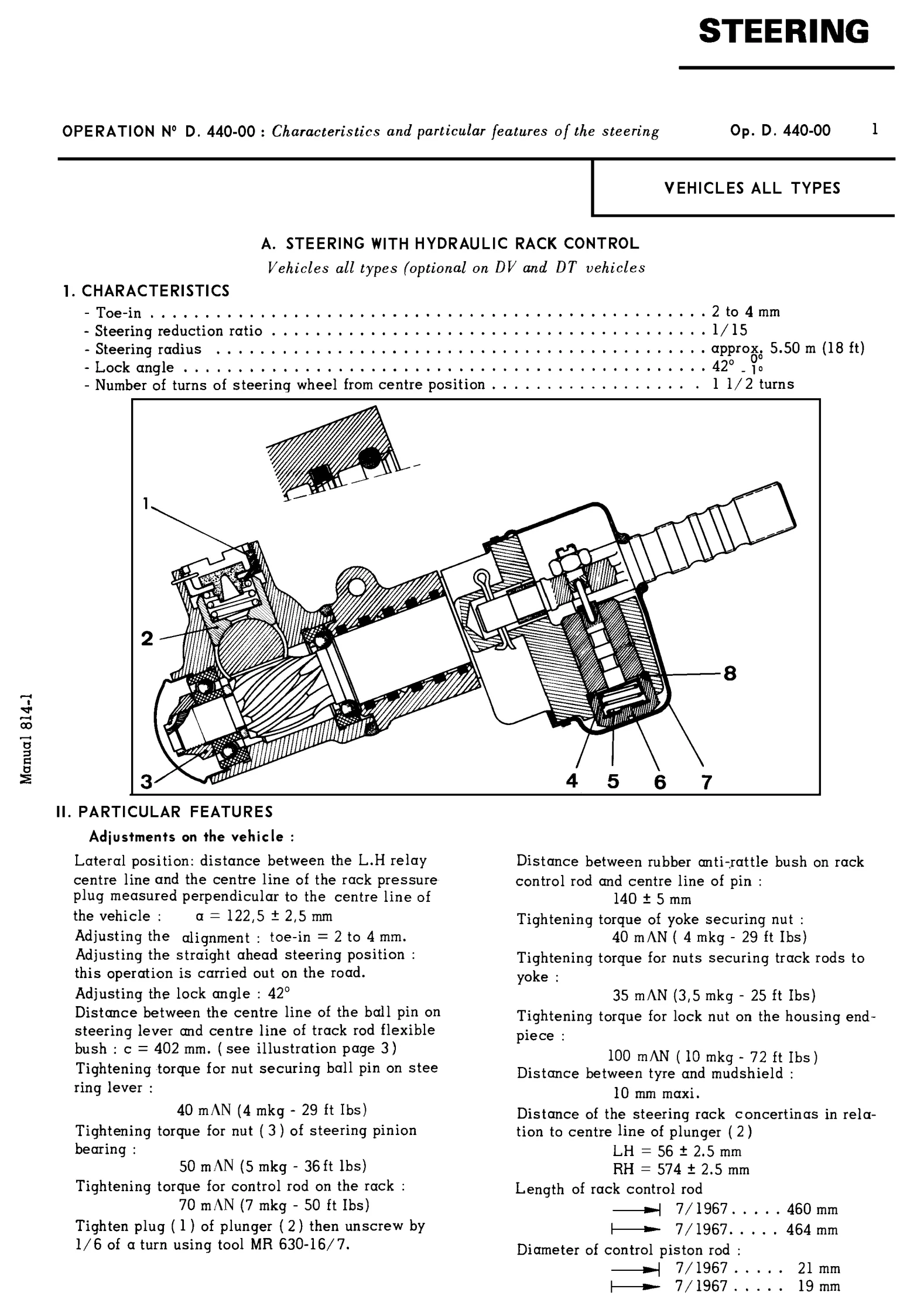 Steering, page 230 of 454 — 814 Repair Manual — Volume I