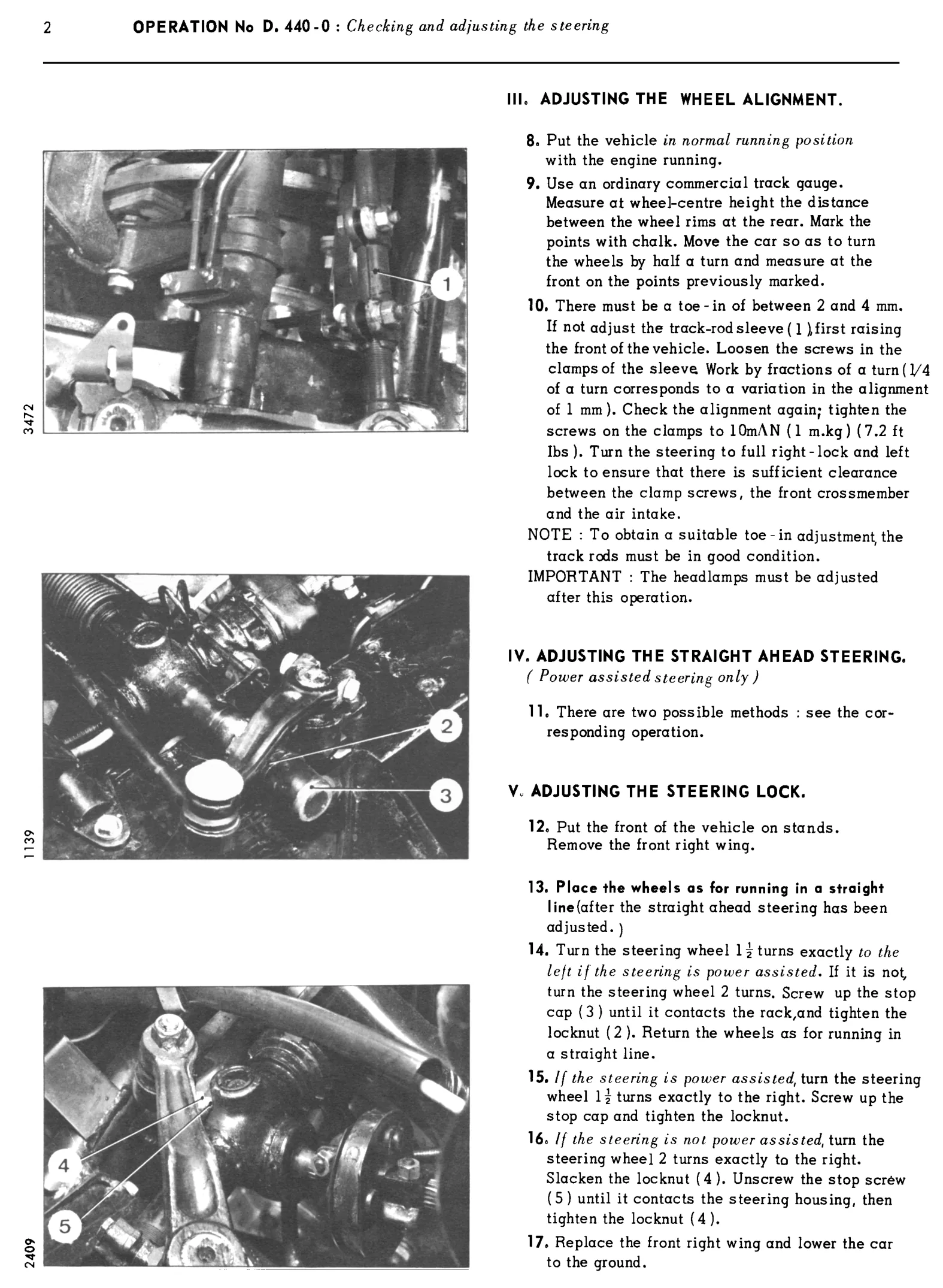 Set toe-in, adjust lock, page 234 of 454 — 814 Repair Manual — Volume I