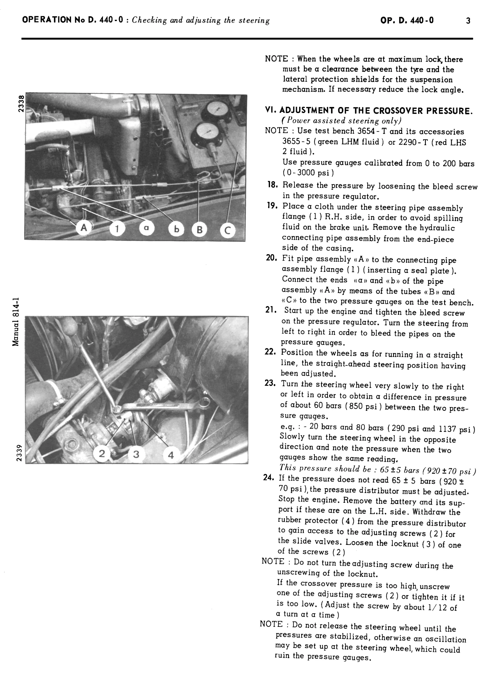 Adjusting crossover pressure, page 235 of 454 — 814 Repair Manual — Volume I