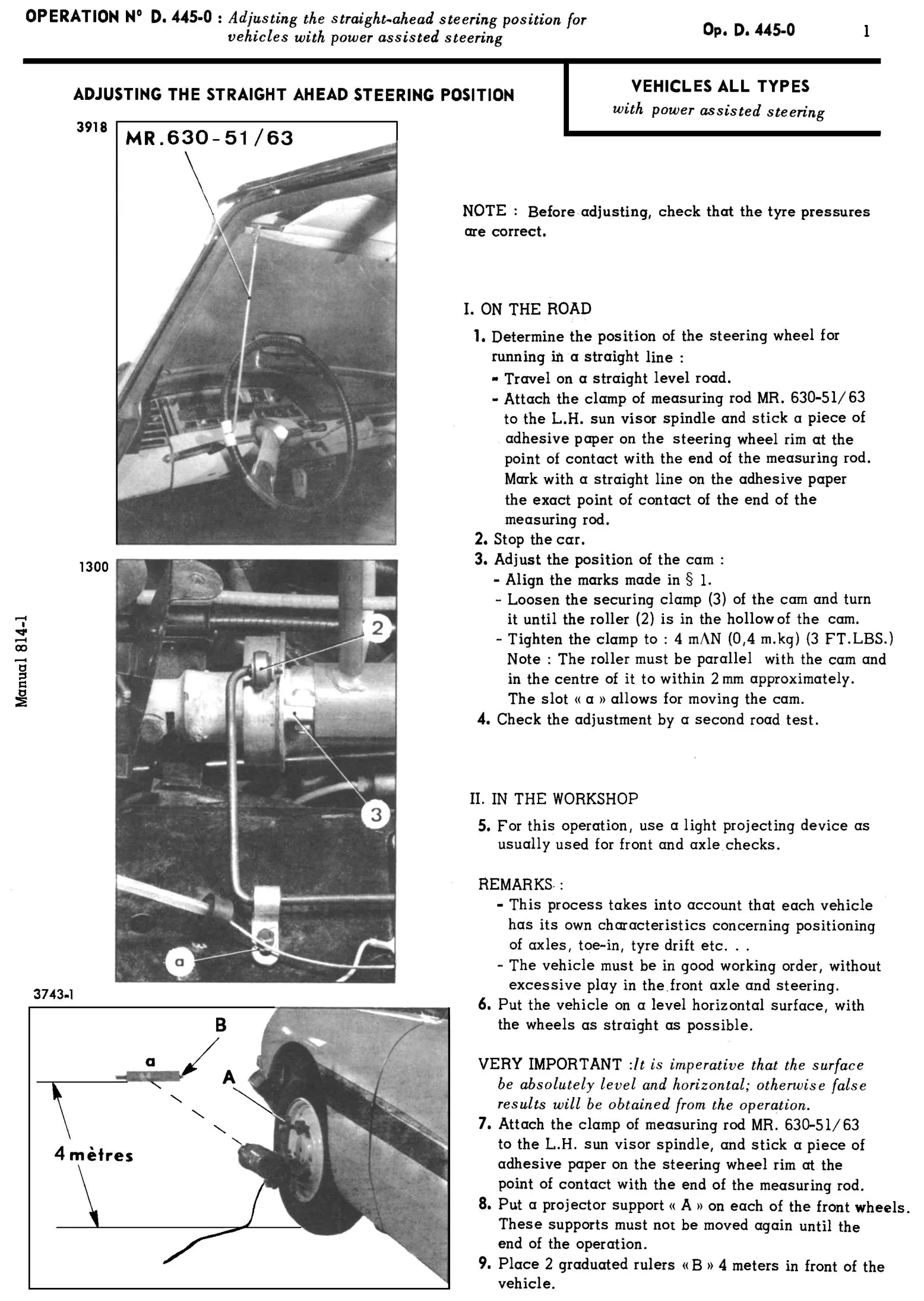 Adjust straight-ahead posn (p.a.s.), page 236 of 454 — 814 Repair Manual — Volume I