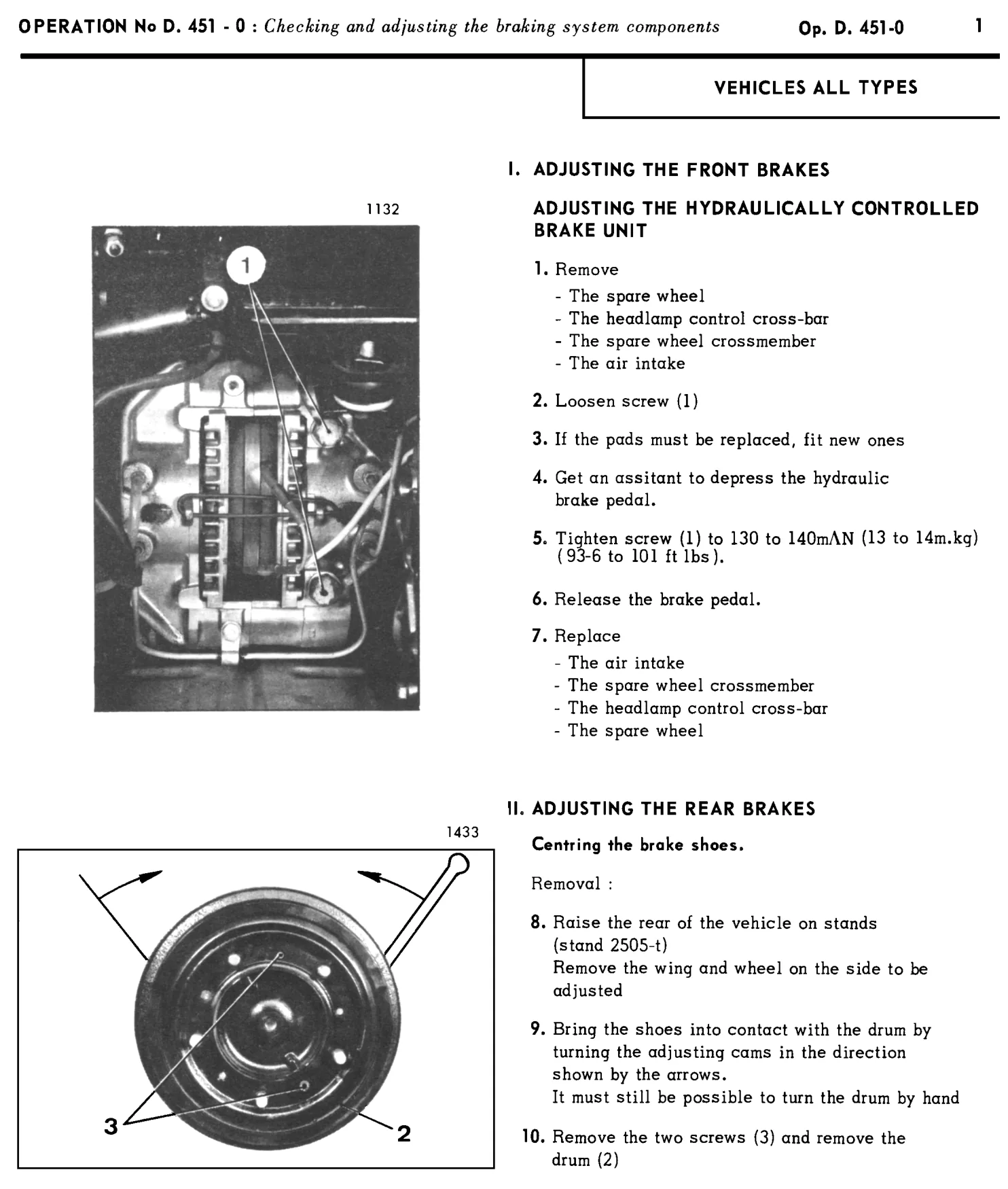 Adjusting brakes, page 243 of 454 — 814 Repair Manual — Volume I