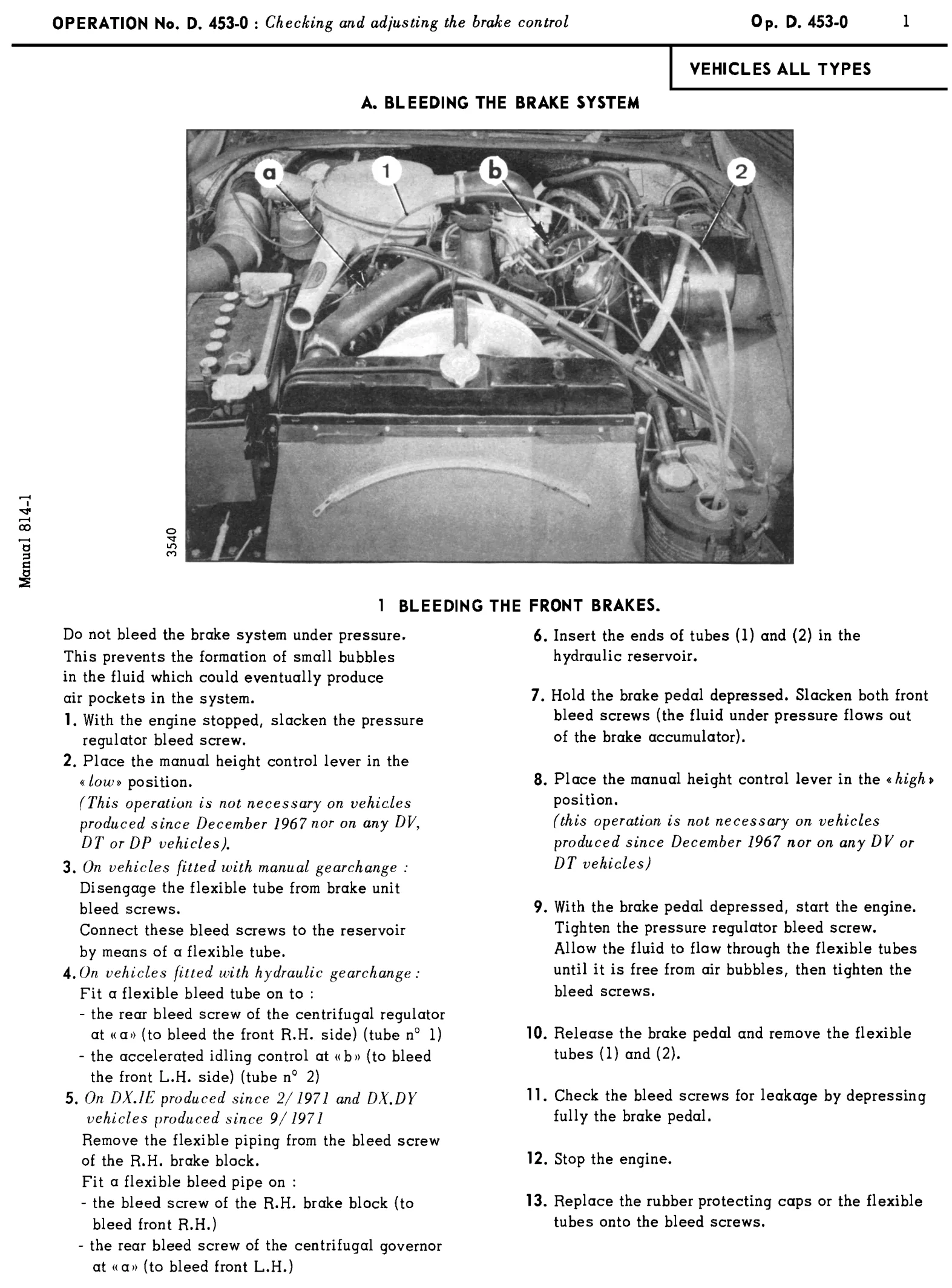 Bleeding brakes, page 245 of 454 — 814 Repair Manual — Volume I