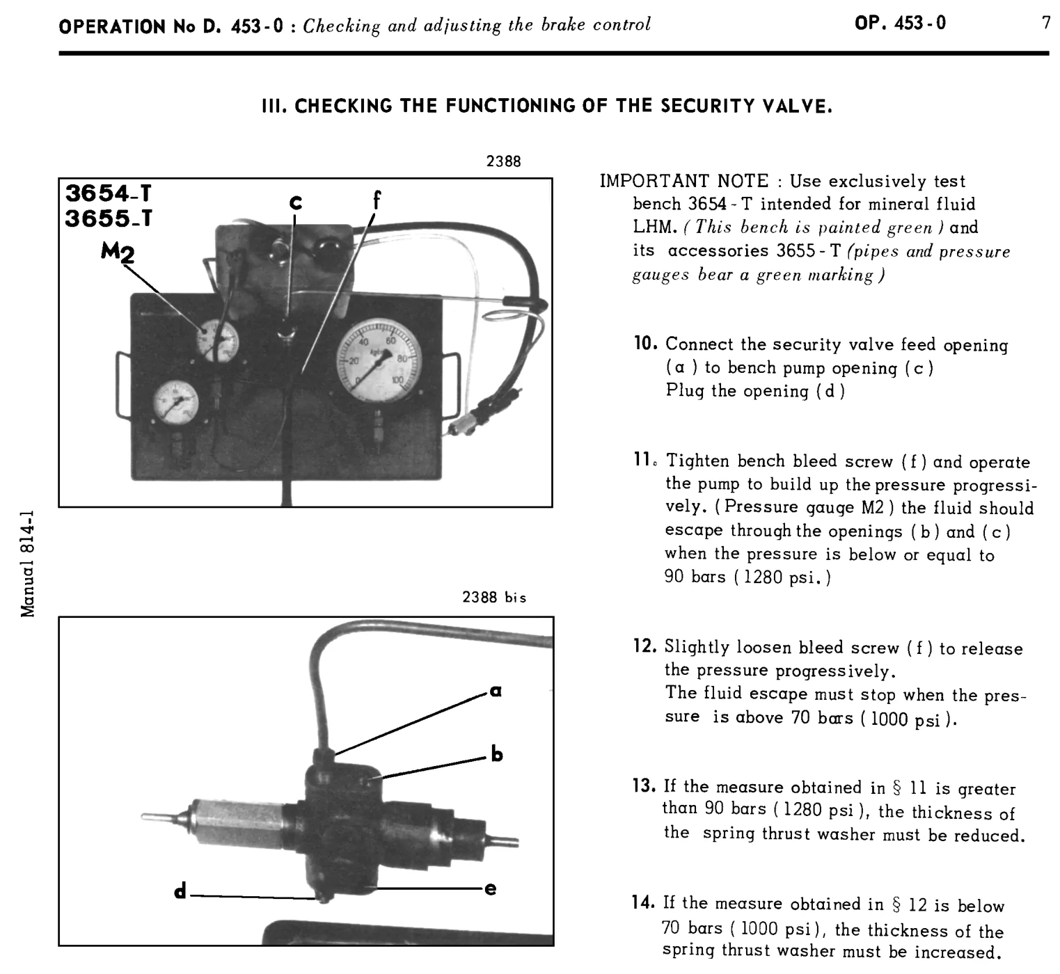 Security valve, page 251 of 454 — 814 Repair Manual — Volume I