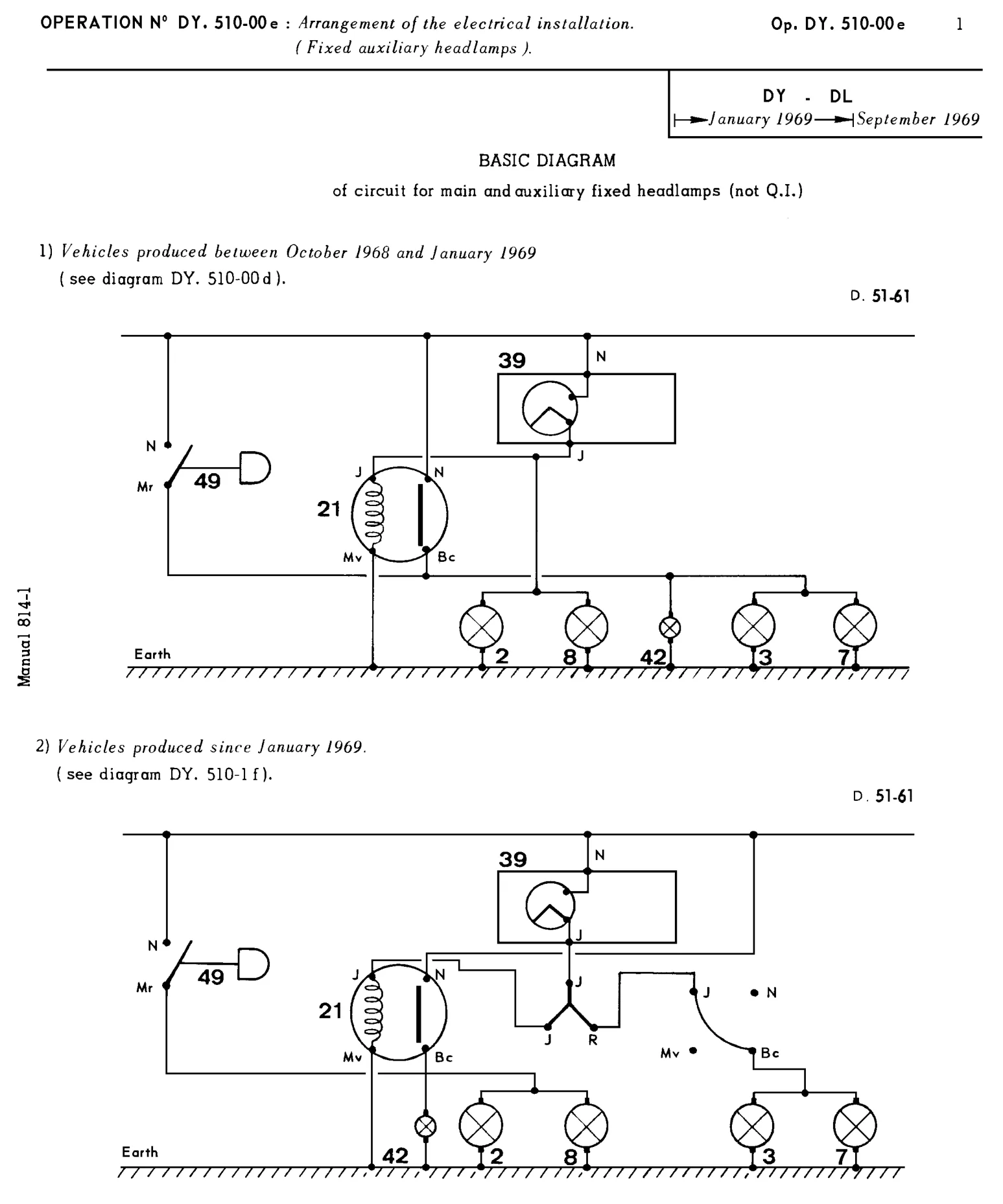 DY, DL Jan '69- Sept 69 / Wiring changes, page 322 of 454 — 814 Repair Manual — Volume I