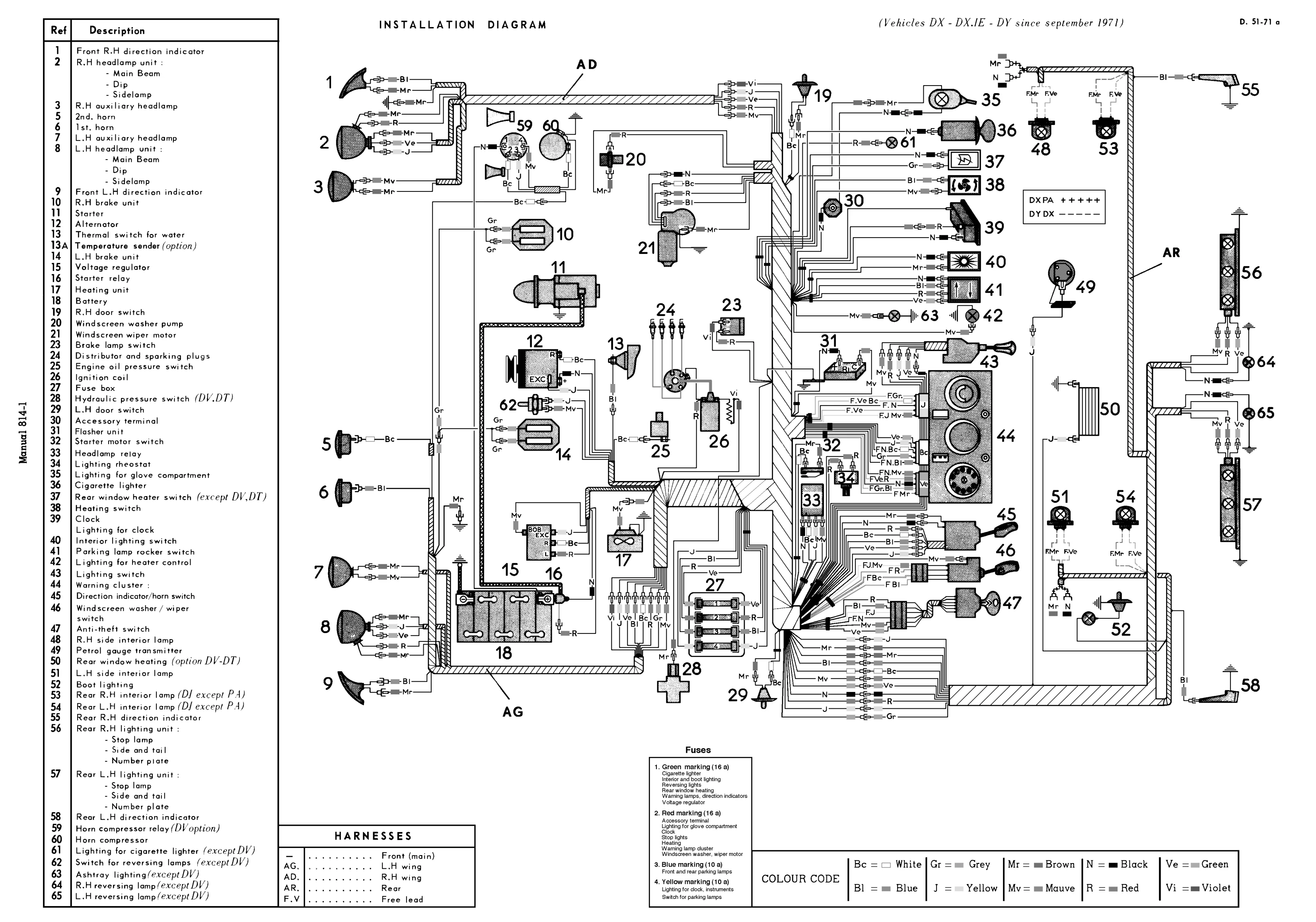 Installation diagram LHD, page 358 of 454 — 814 Repair Manual — Volume I