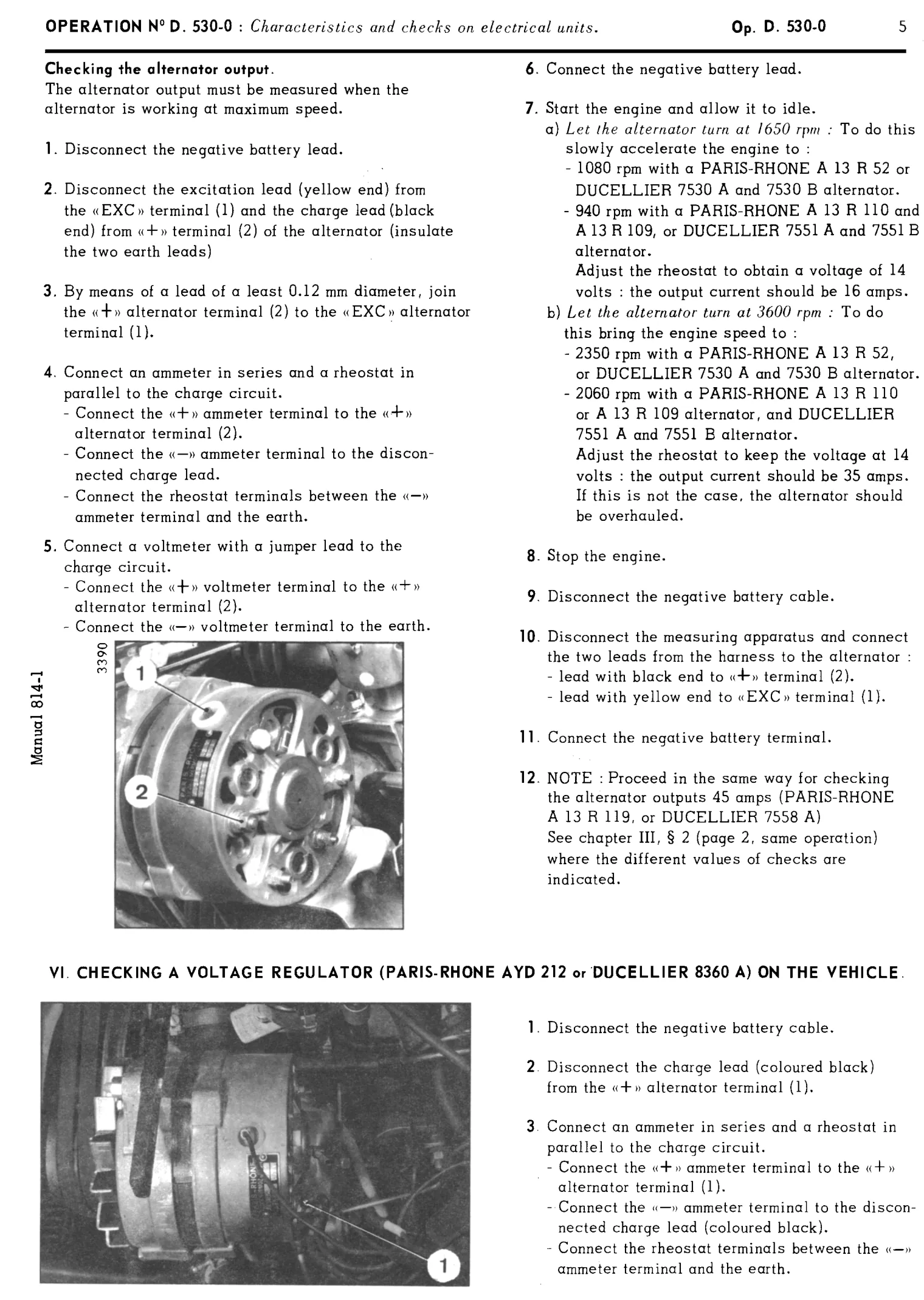Voltage regulator adjustment, page 393 of 454 — 814 Repair Manual — Volume I