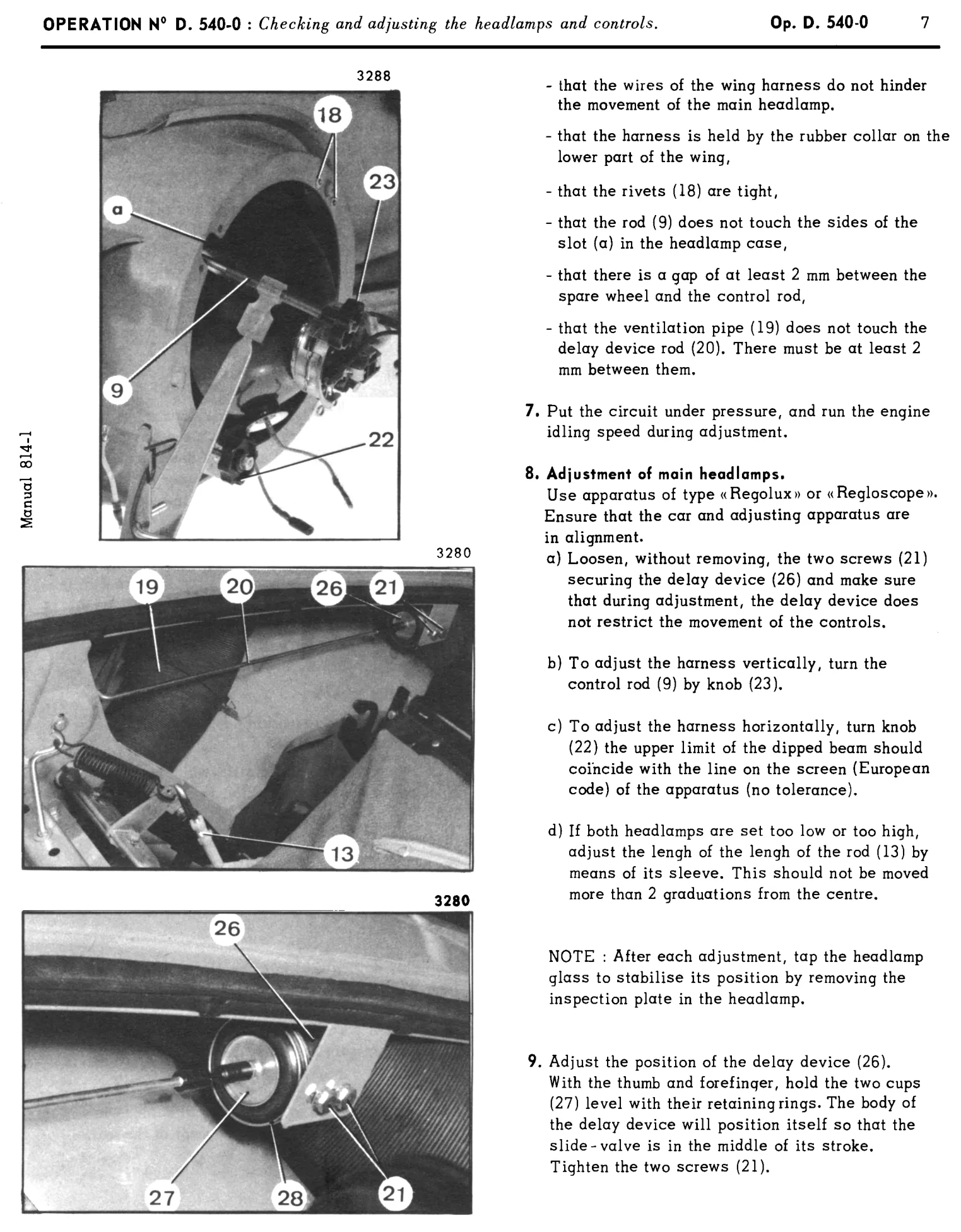 Headlamps / Levelling from Sept '67, page 403 of 454 — 814 Repair Manual — Volume I