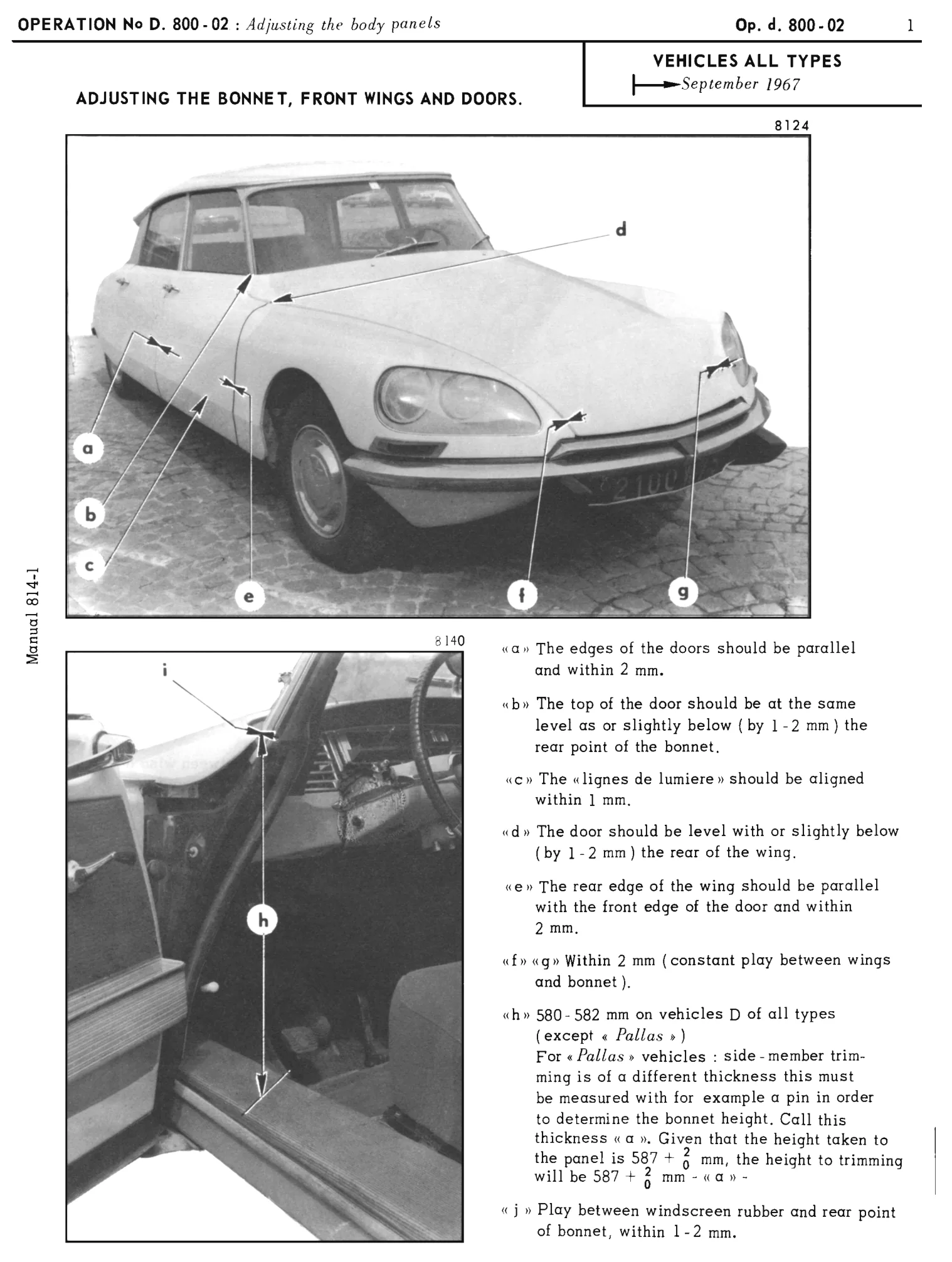 Panel fit / Bonnet, front wings and doors, page 438 of 454 — 814 Repair Manual — Volume I