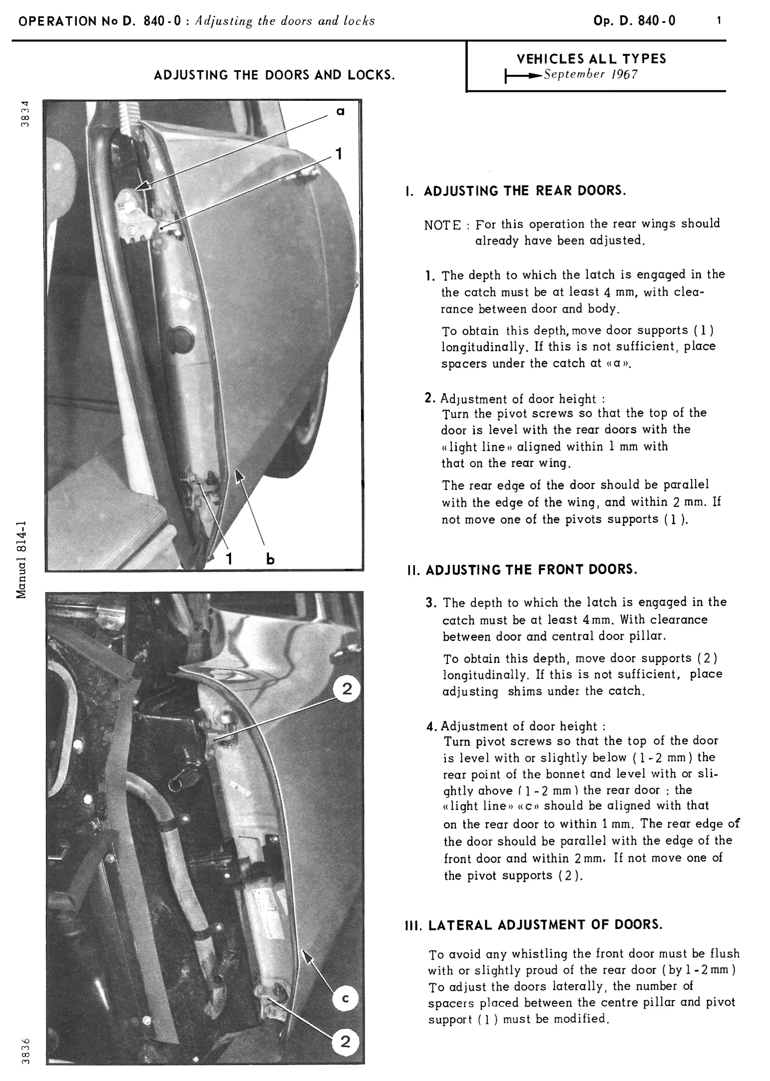 Adjusting doors and locks, page 440 of 454 — 814 Repair Manual — Volume I