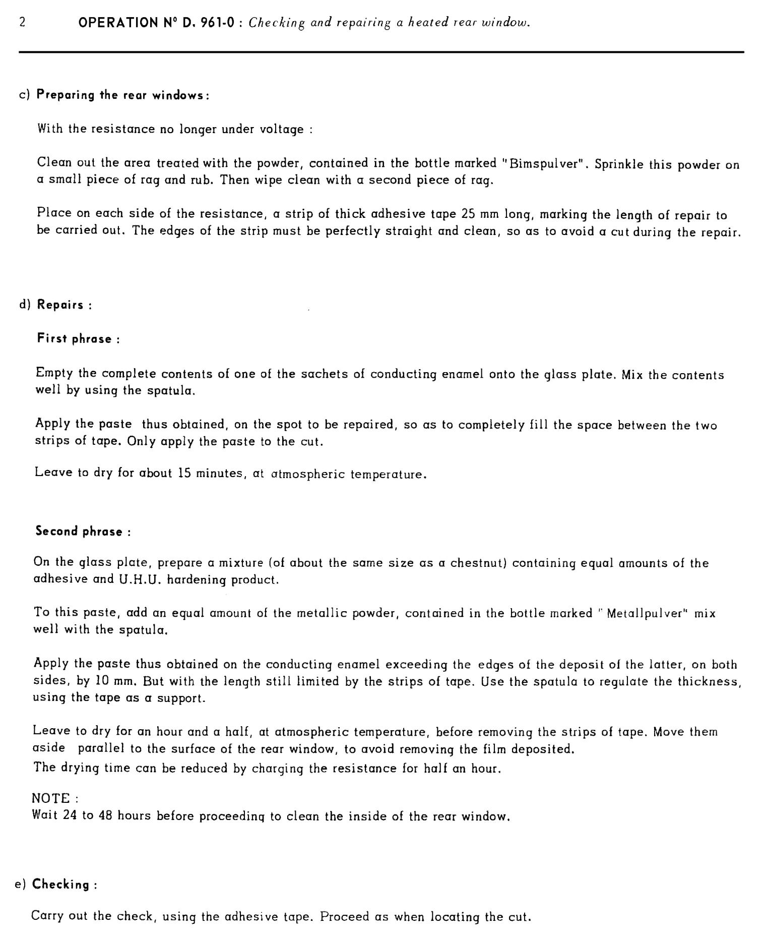 Rear window demister, page 444 of 454 — 814 Repair Manual — Volume I