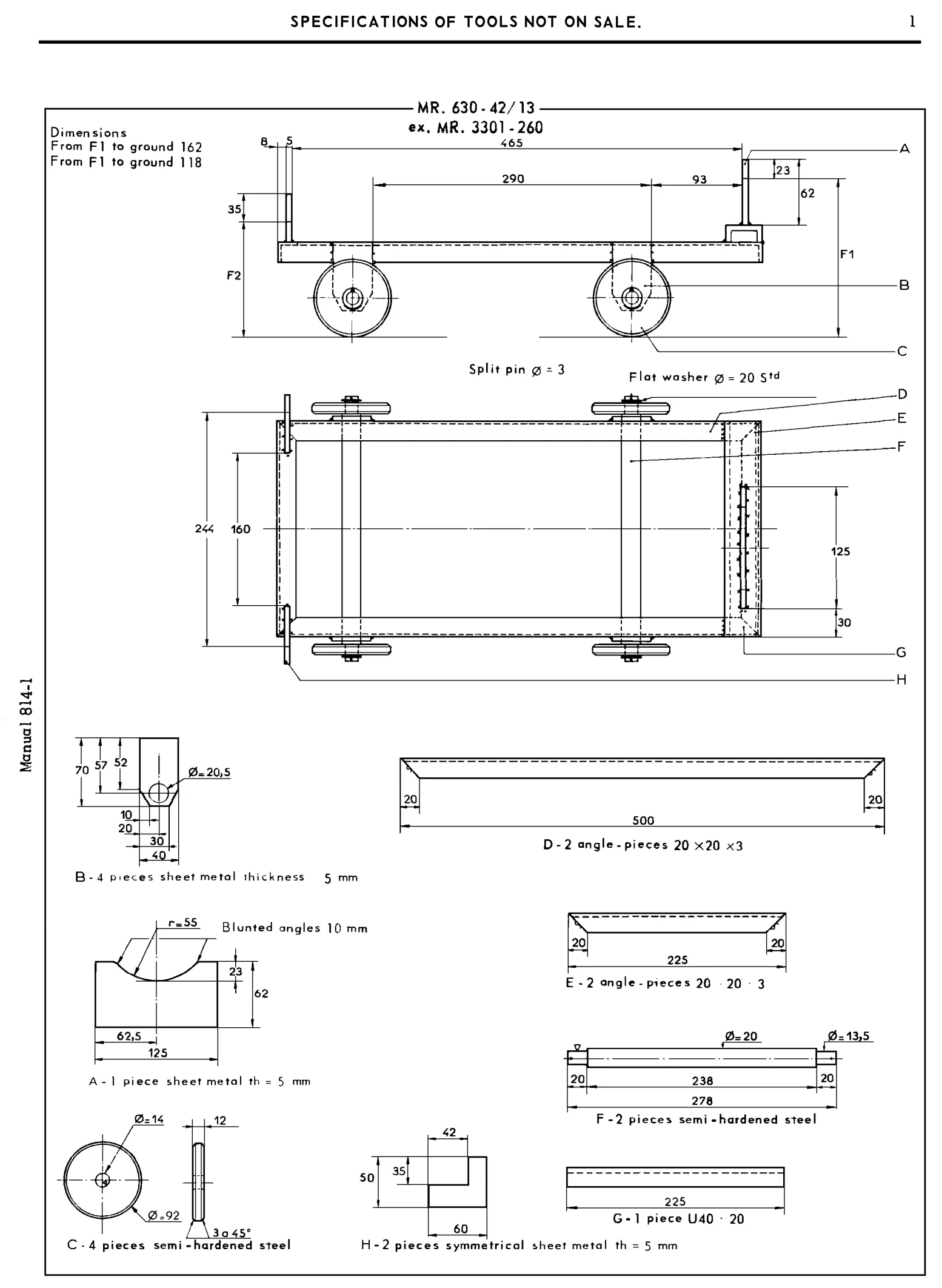 Drawings of tools not sold., page 447 of 454 — 814 Repair Manual — Volume I