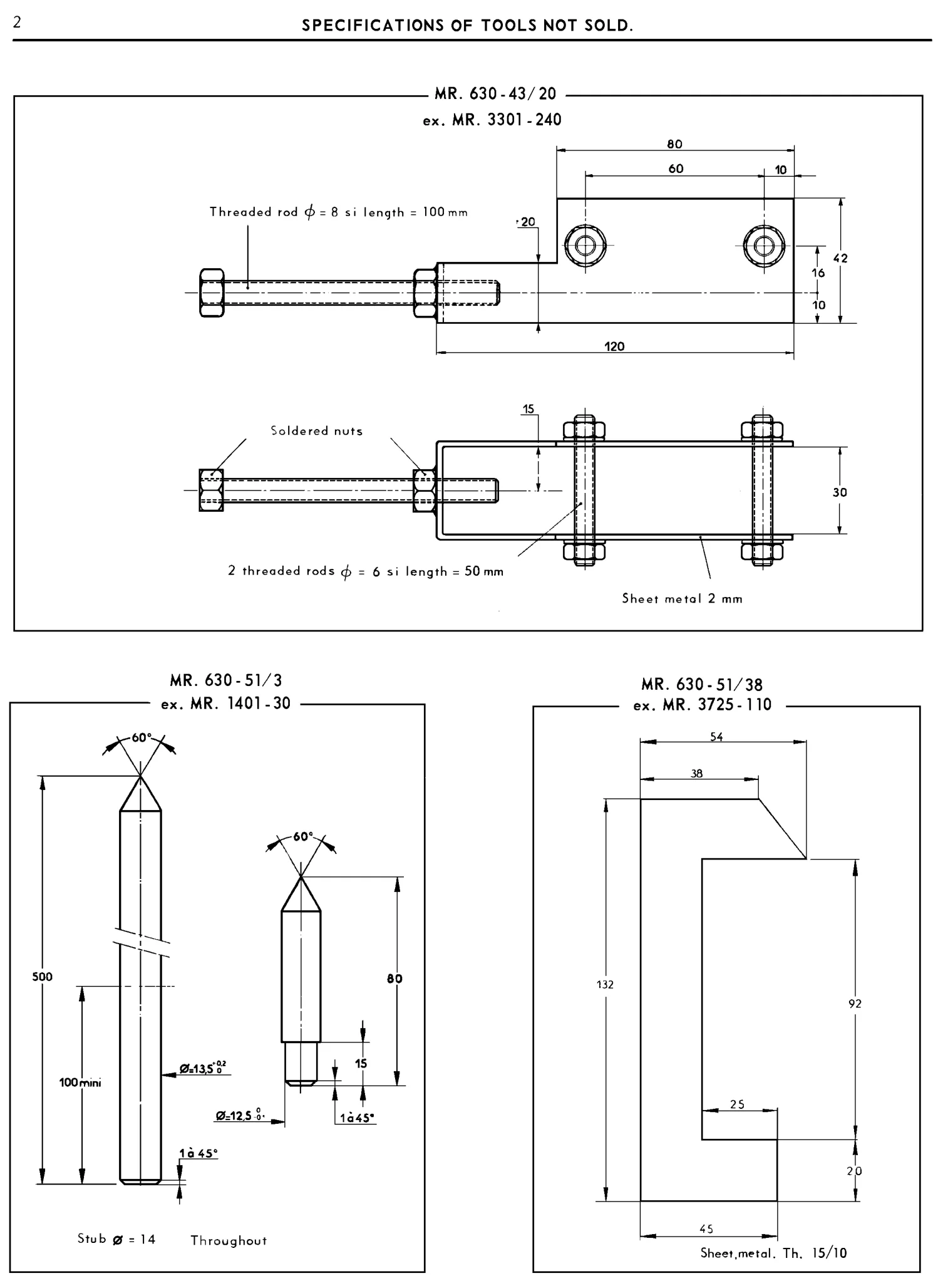 Drawings of tools not sold., page 448 of 454 — 814 Repair Manual — Volume I