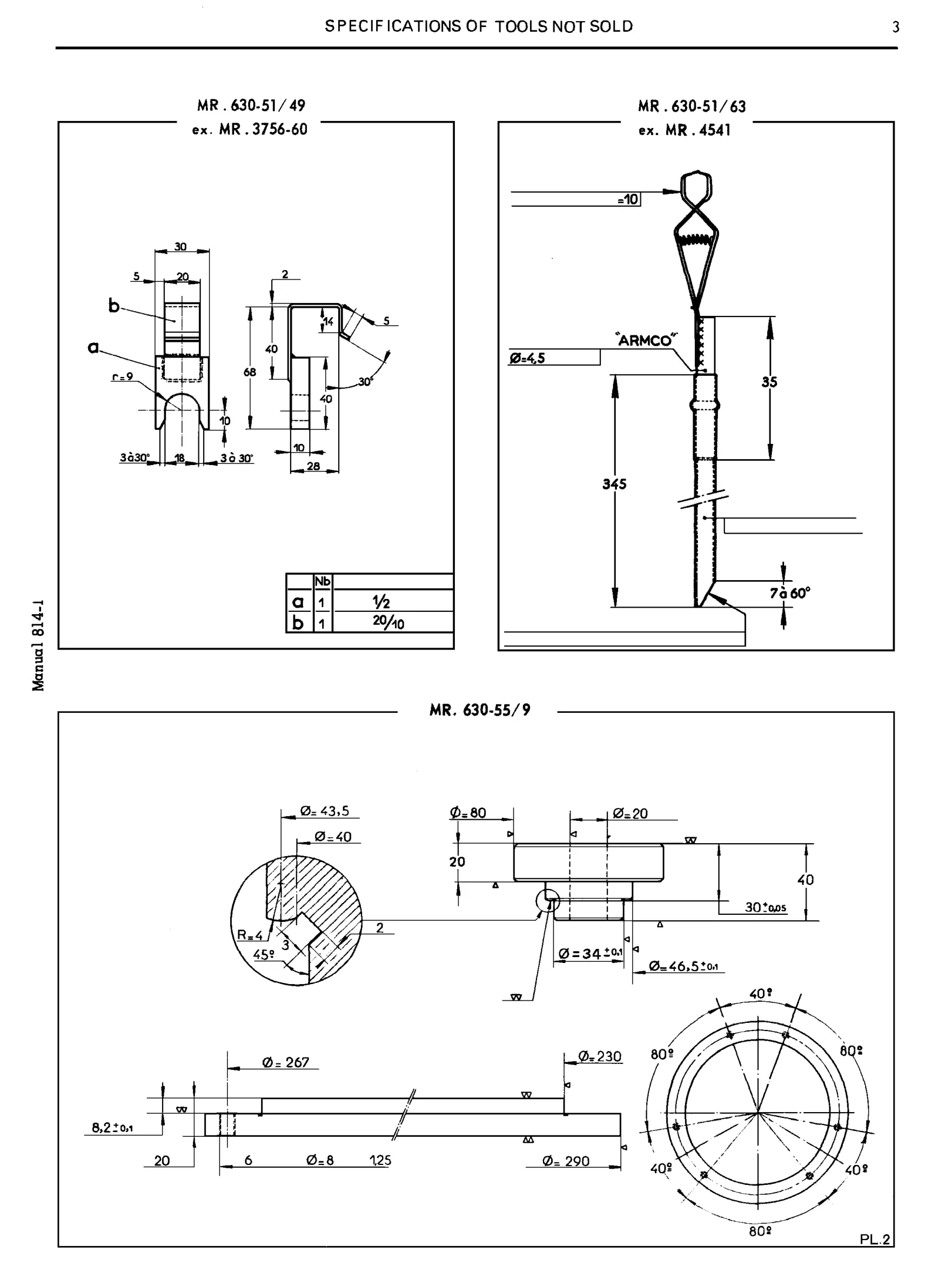 Drawings of tools not sold., page 449 of 454 — 814 Repair Manual — Volume I