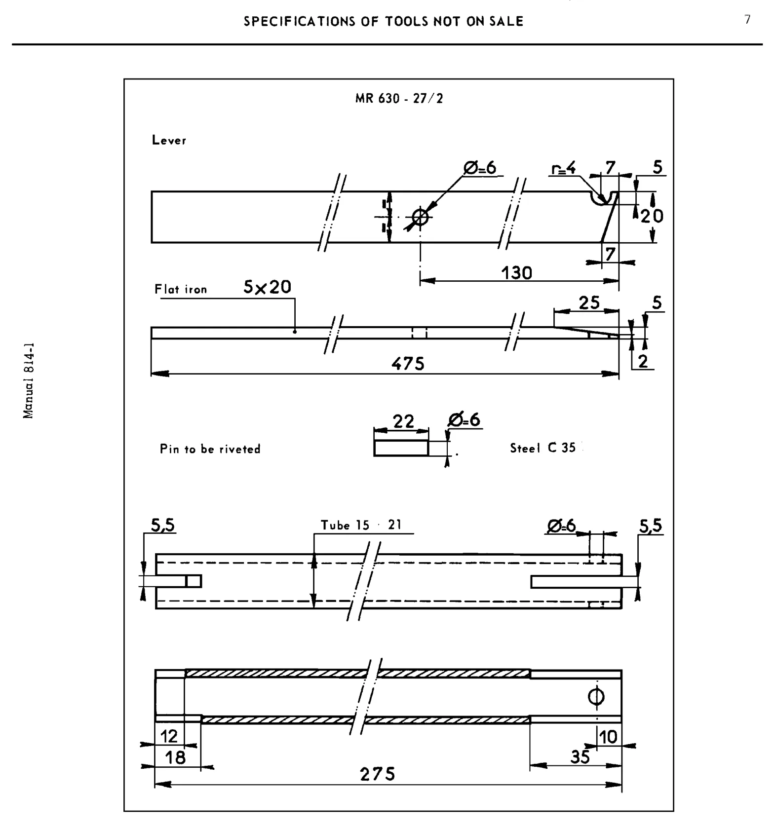 Drawings of tools not sold., page 453 of 454 — 814 Repair Manual — Volume I