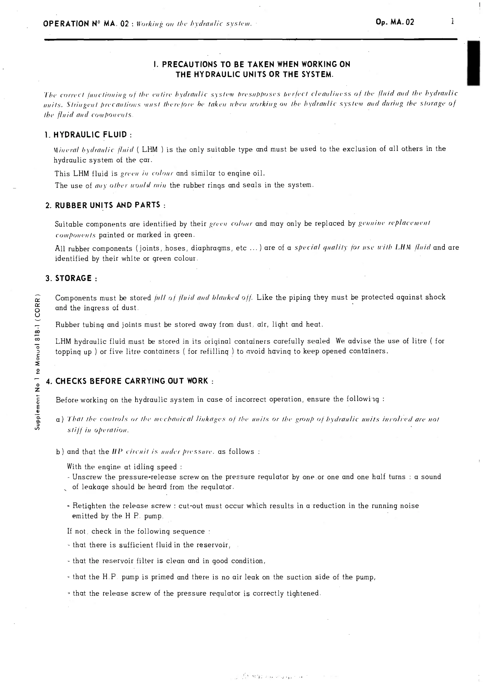 Hydraulics / Precautions, page 42 of 389 — CX Repair Manual — Characteristics, Adjustments, Checks
