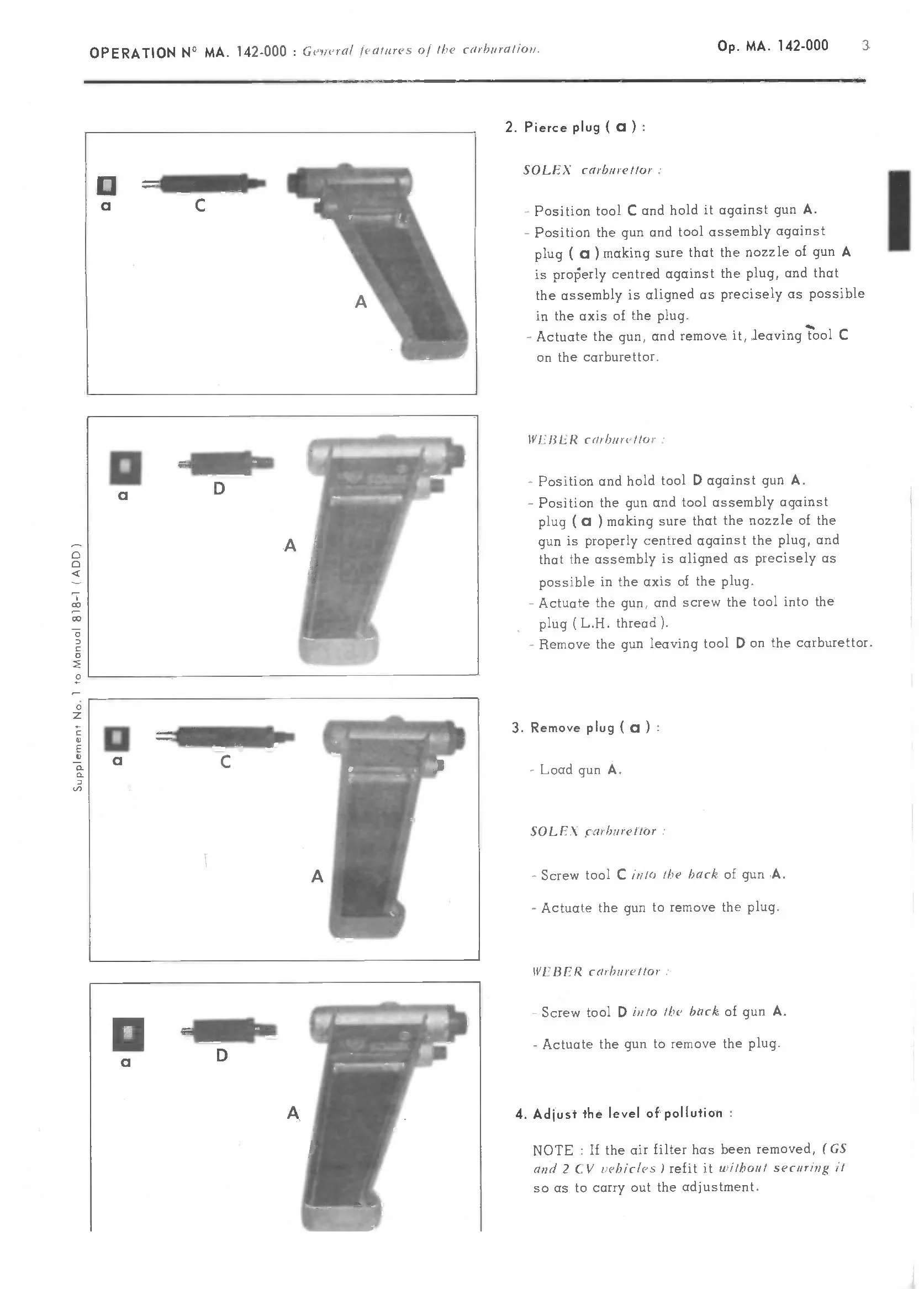 Carburation, page 74 of 389 — CX Repair Manual — Characteristics, Adjustments, Checks