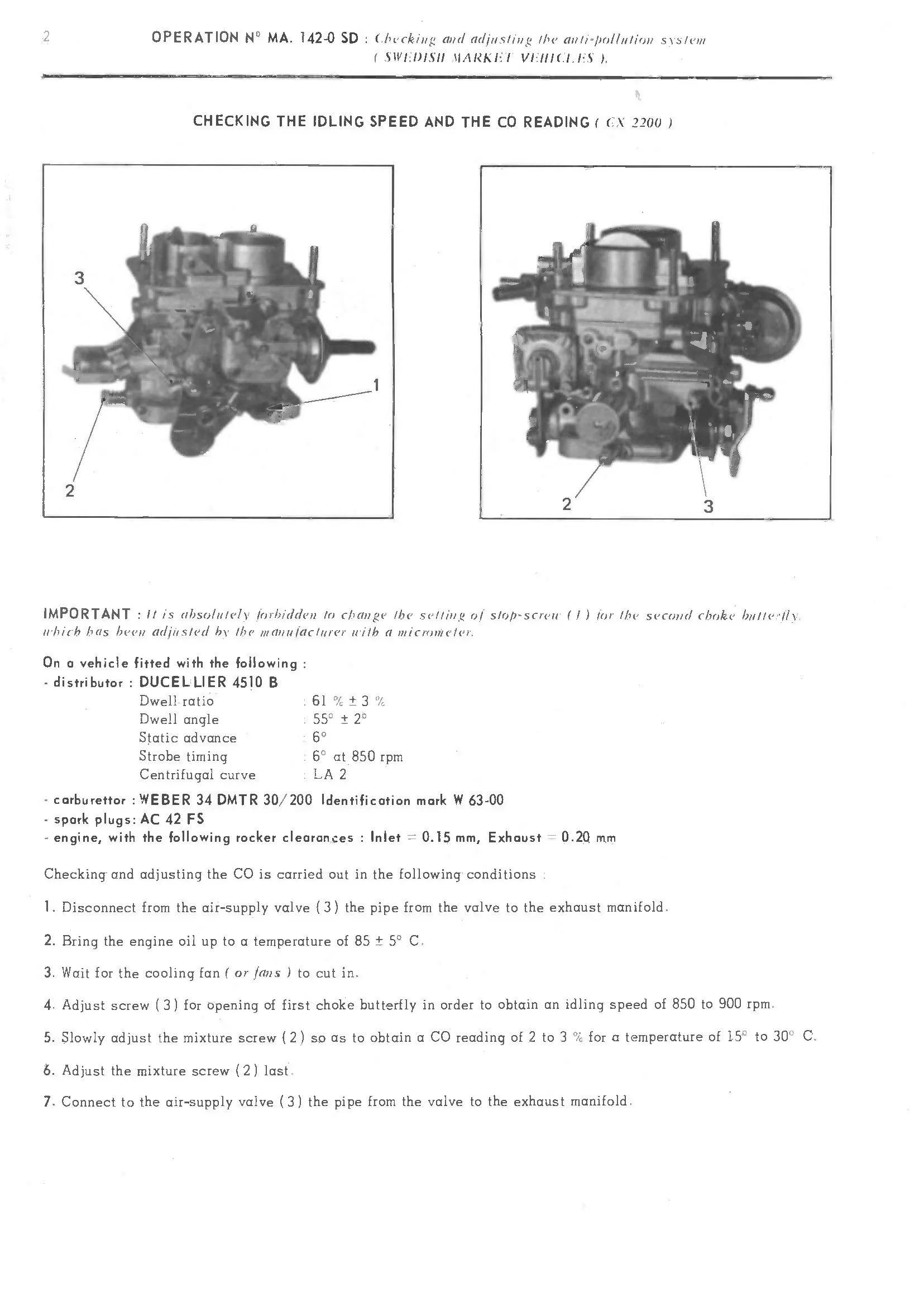 Adjusting idle speed, page 93 of 389 — CX Repair Manual — Characteristics, Adjustments, Checks