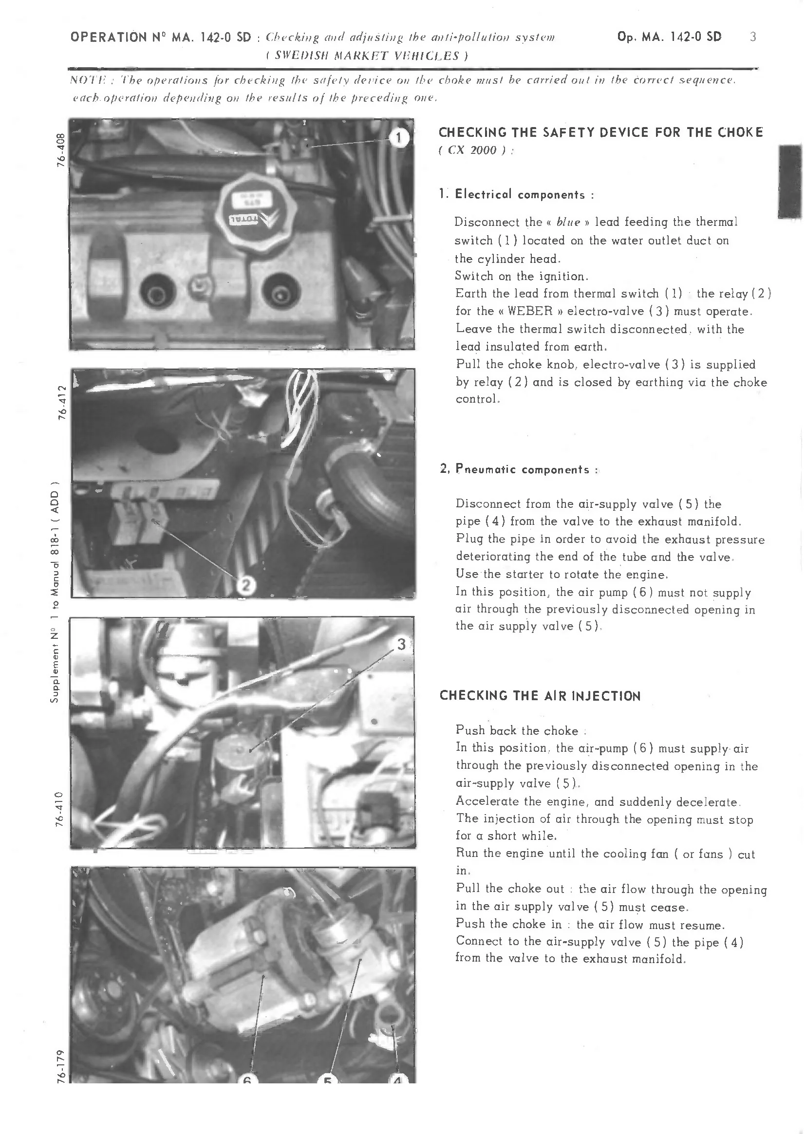 Adjusting idle speed, page 94 of 389 — CX Repair Manual — Characteristics, Adjustments, Checks