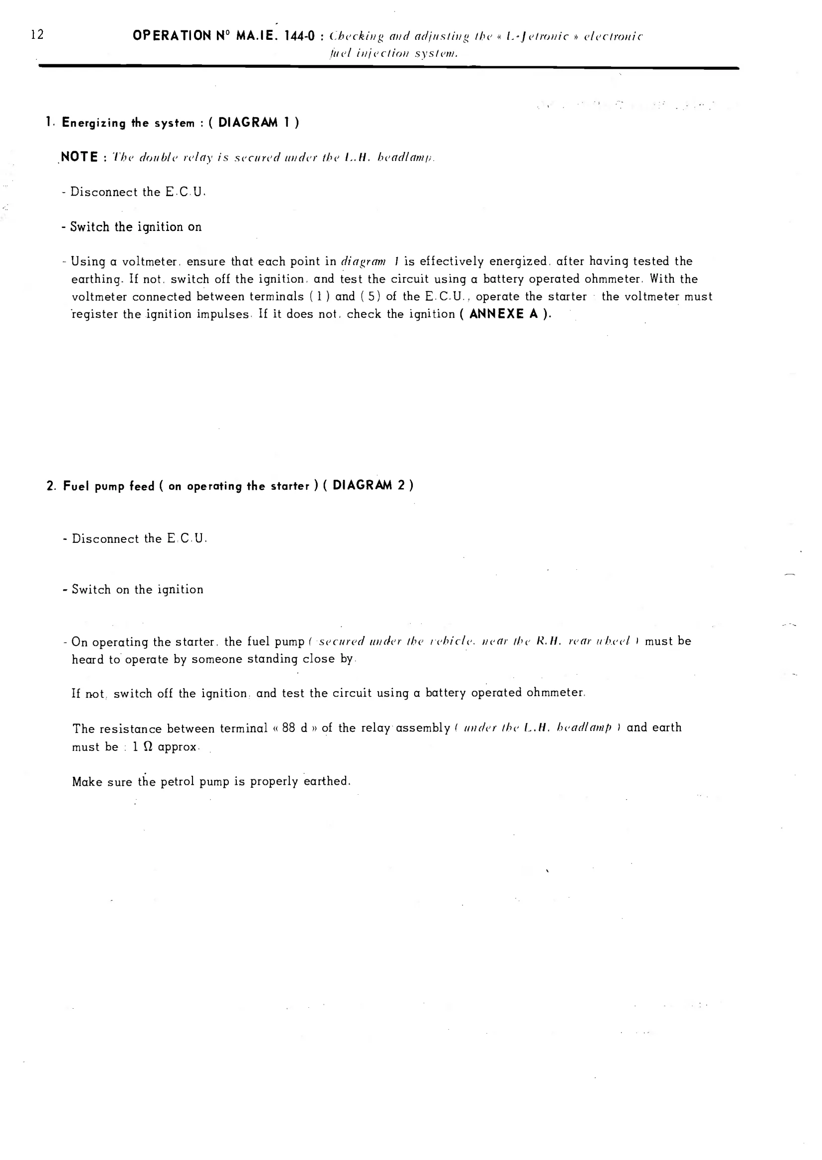Check and adjust injection, page 132 of 389 — CX Repair Manual — Characteristics, Adjustments, Checks