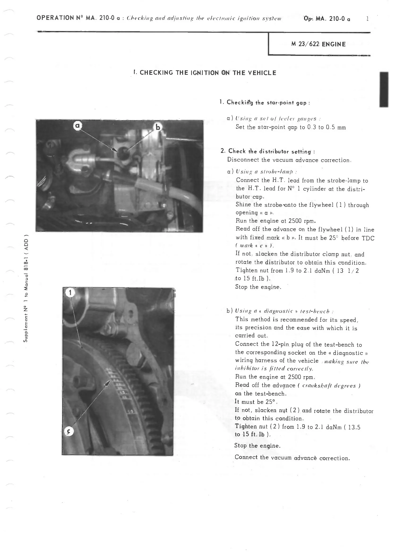 Electronic ignition  / Check ignition on vehicle, page 161 of 389 — CX Repair Manual — Characteristics, Adjustments, Checks