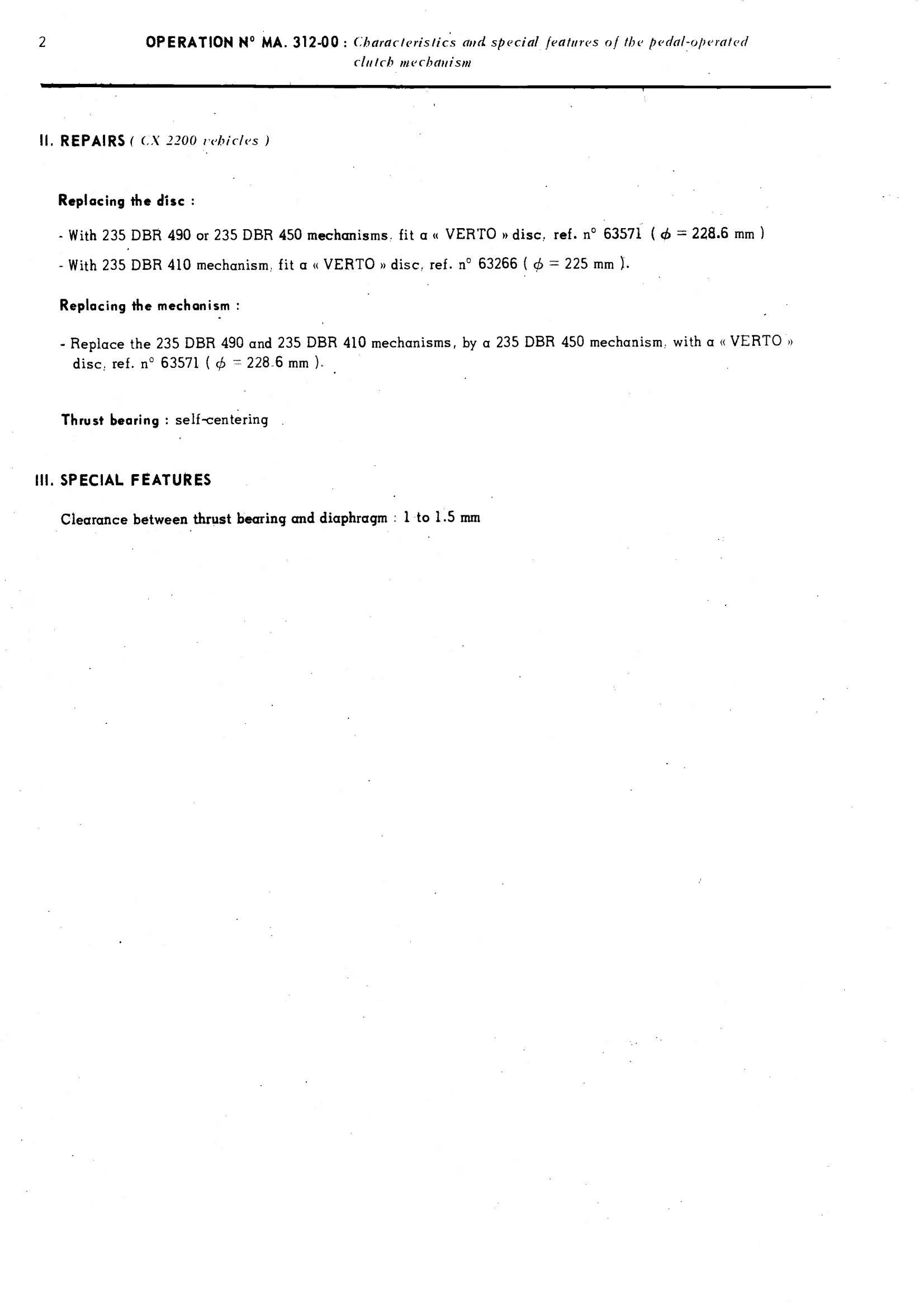 Clutch, page 183 of 389 — CX Repair Manual — Characteristics, Adjustments, Checks